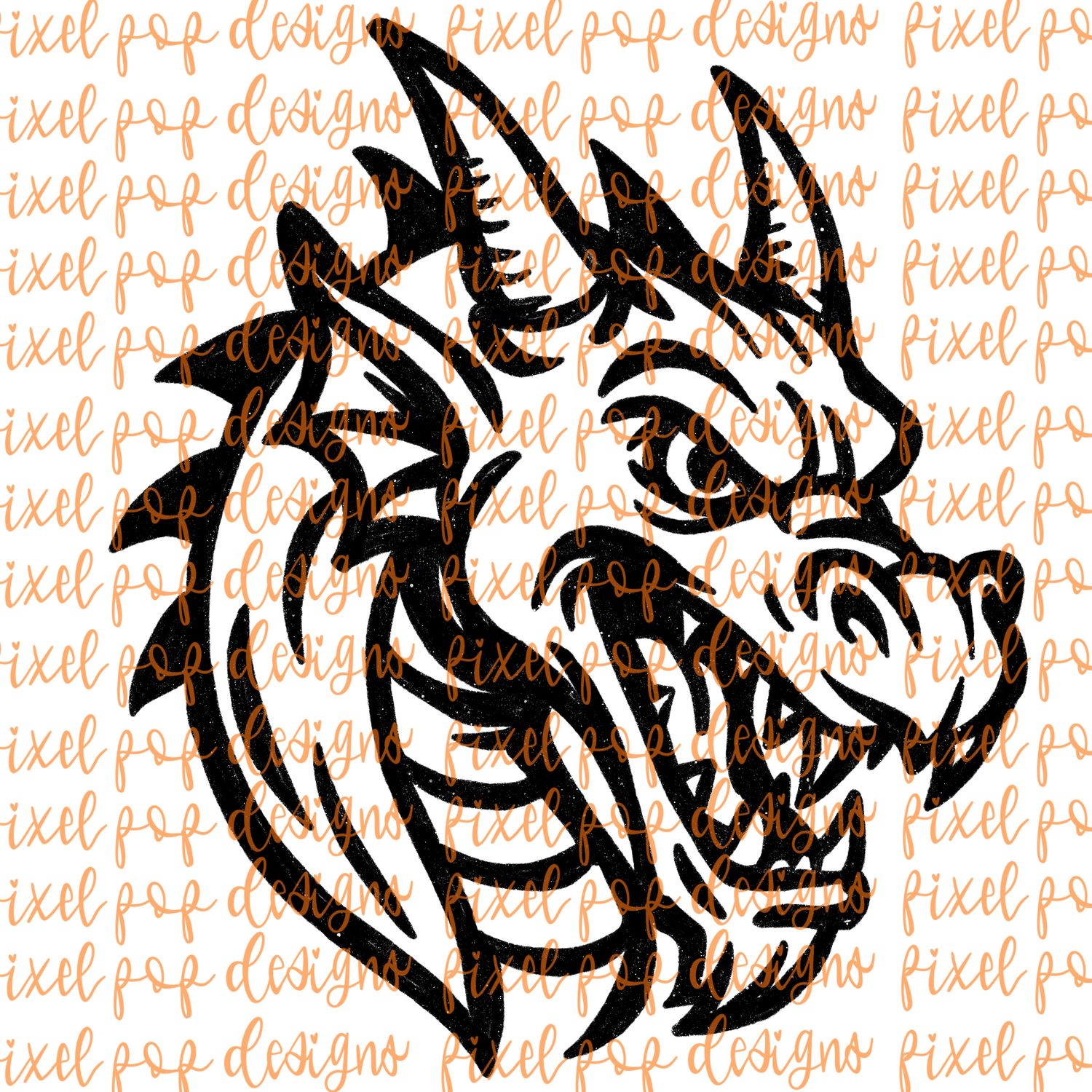 Dragon Fierce Mascot Hand Drawn Style PNG