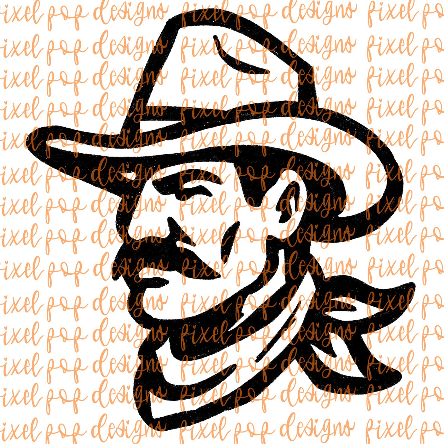 Cowboy Fierce Mascot Hand Drawn Style PNG