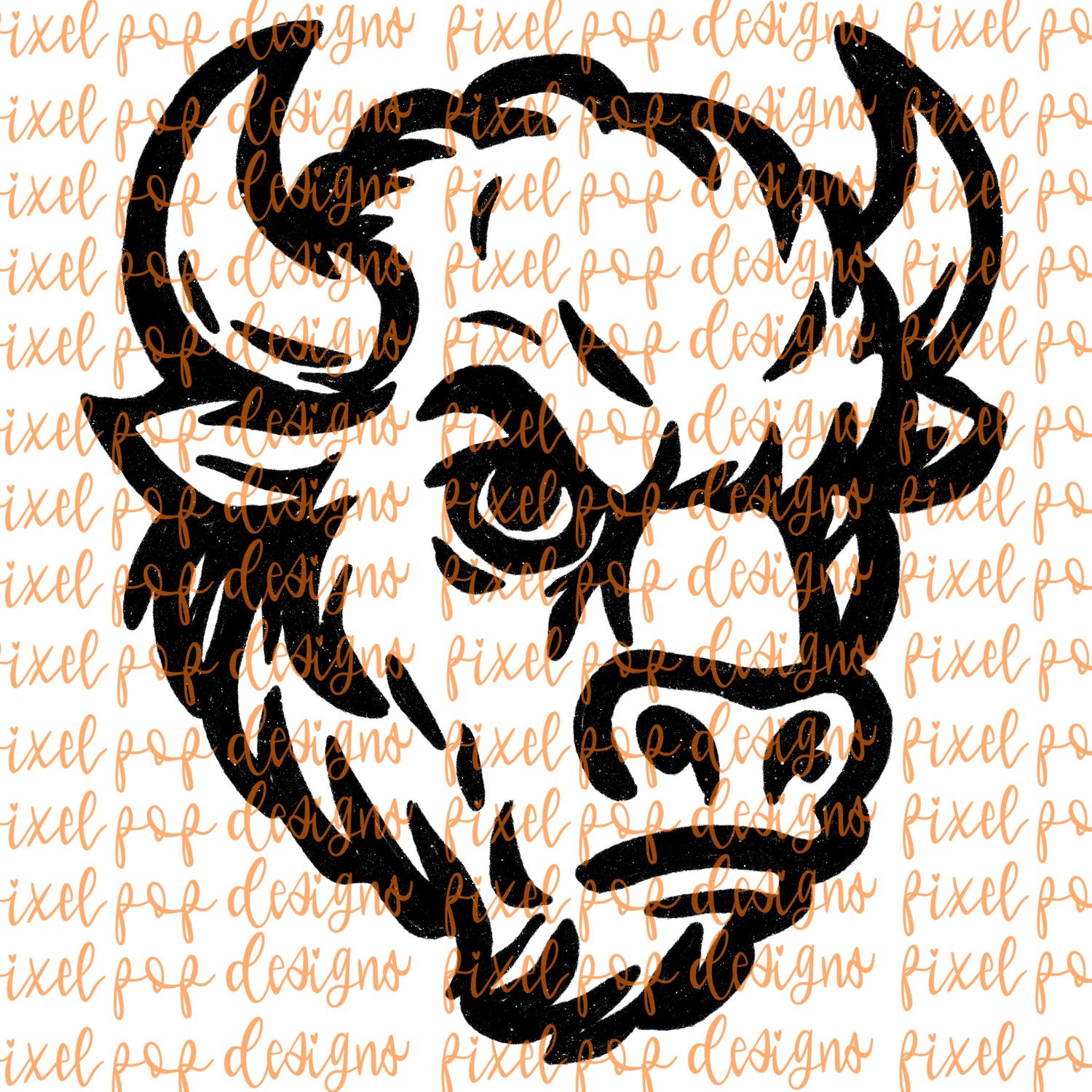 Buffalo Fierce Mascot Hand Drawn Style PNG