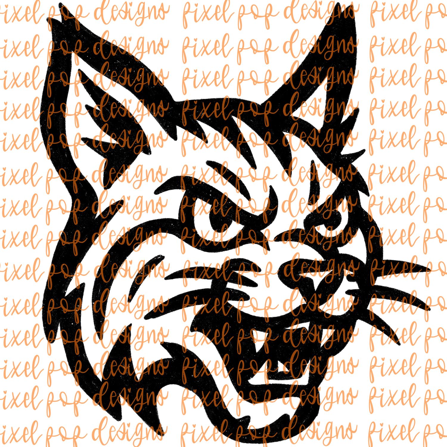 Bobcat Fierce Mascot Hand Drawn Style PNG