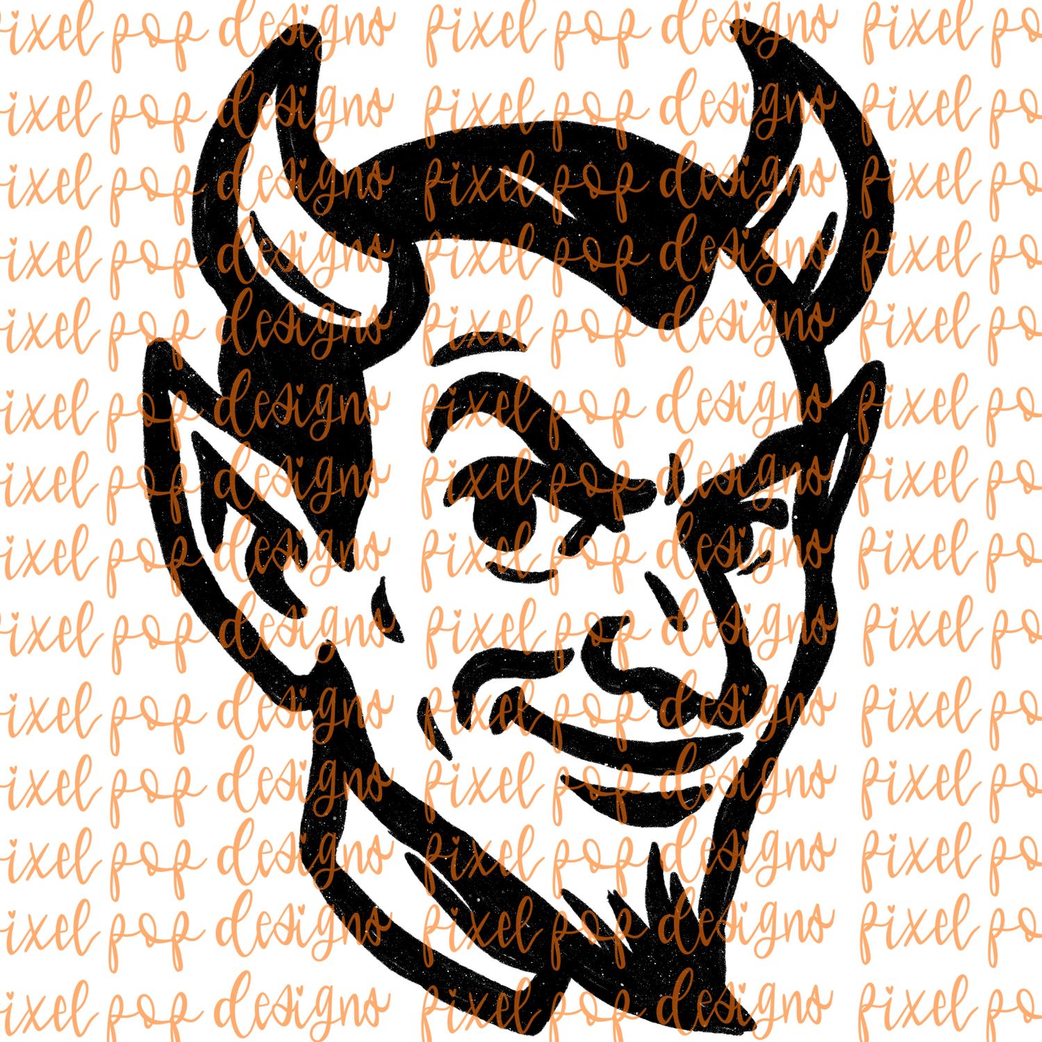 Devil Fierce Mascot Hand Drawn Style PNG