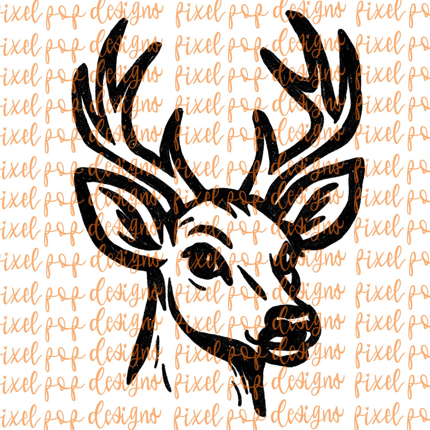Deer (Buck) Fierce Mascot Hand Drawn Style PNG