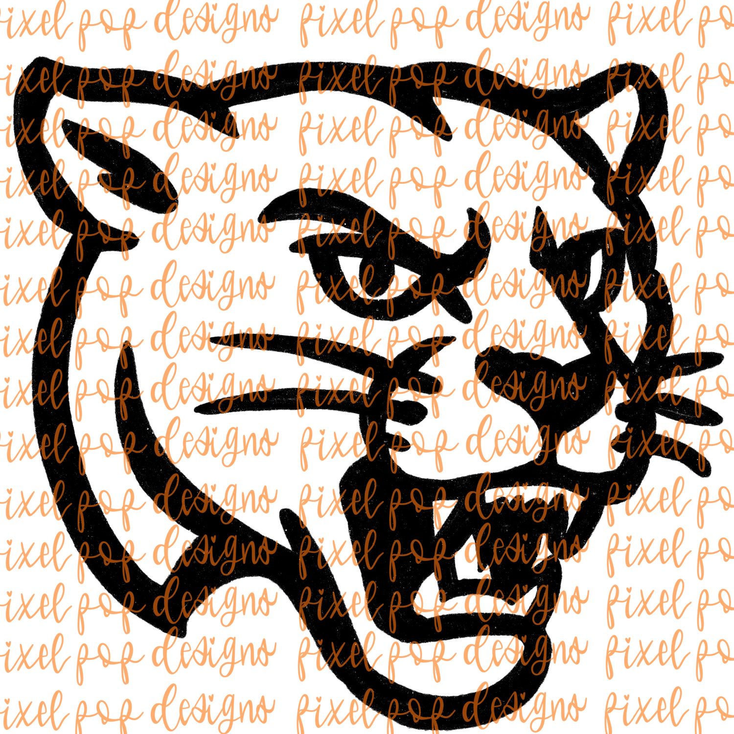 Cougar Fierce Mascot Hand Drawn Style PNG