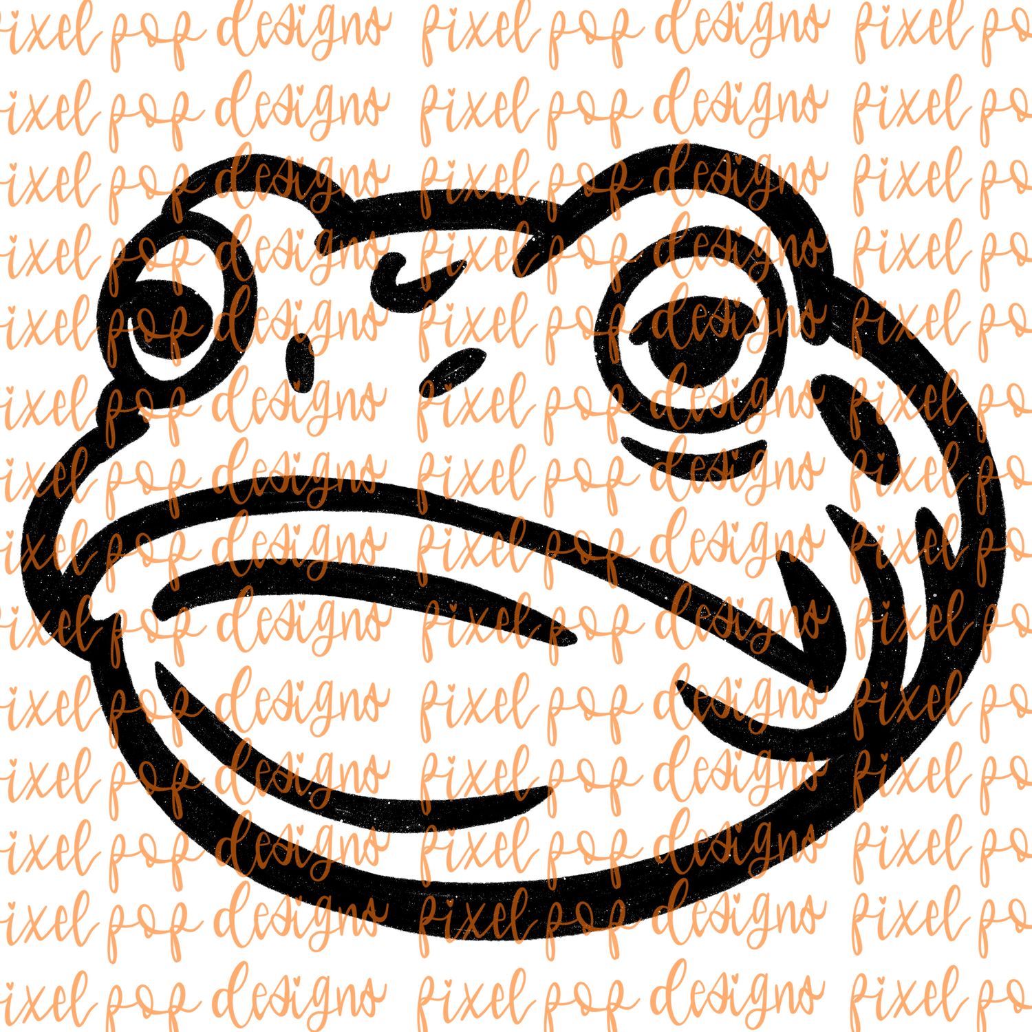 Bullfrog Frog Fierce Mascot Hand Drawn Style PNG