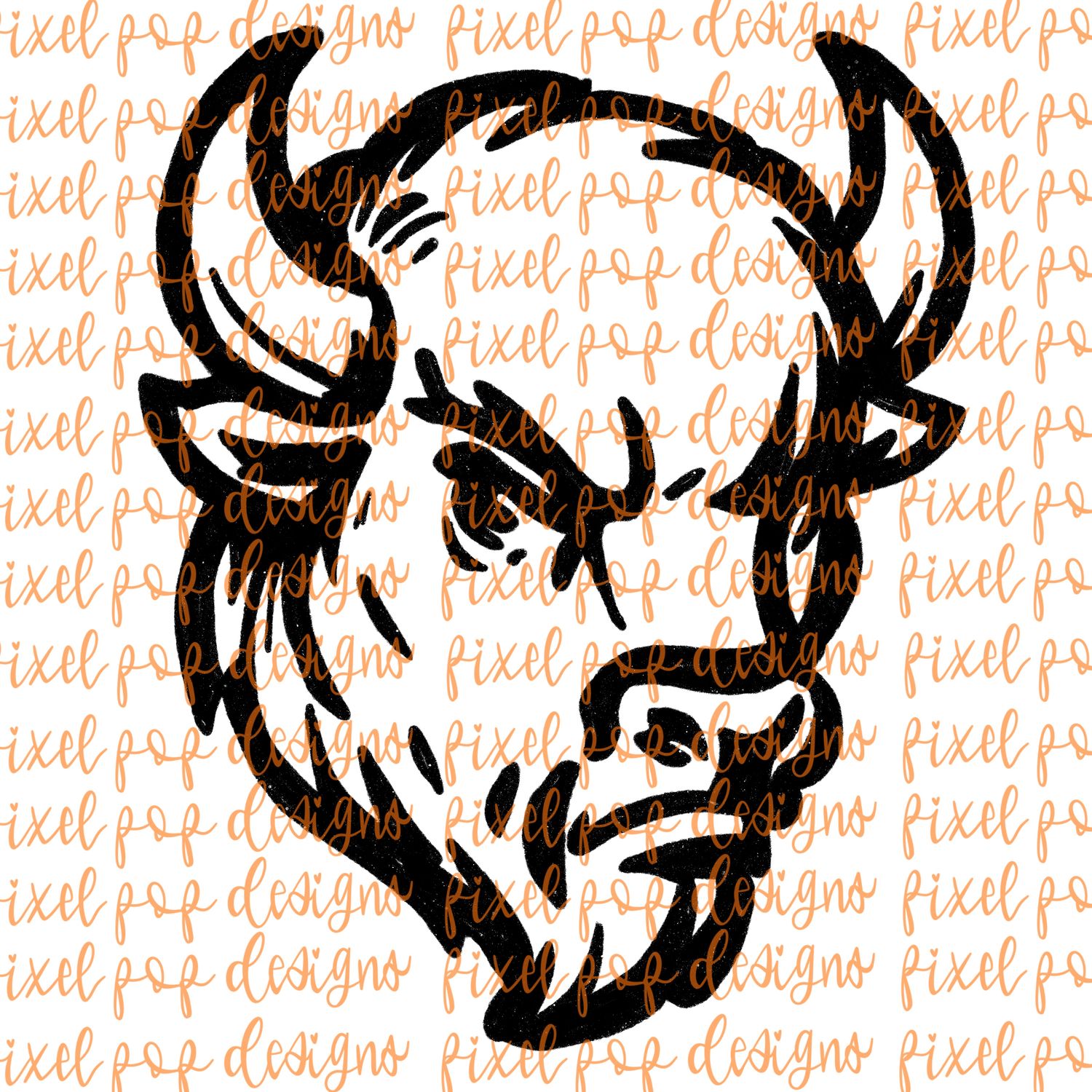 Bison Fierce Mascot Hand Drawn Style PNG