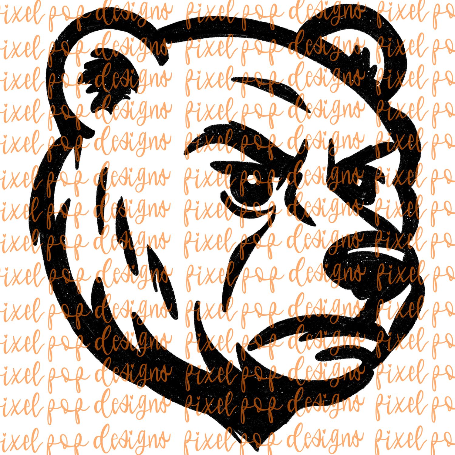 Bear Fierce Mascot Hand Drawn Style PNG