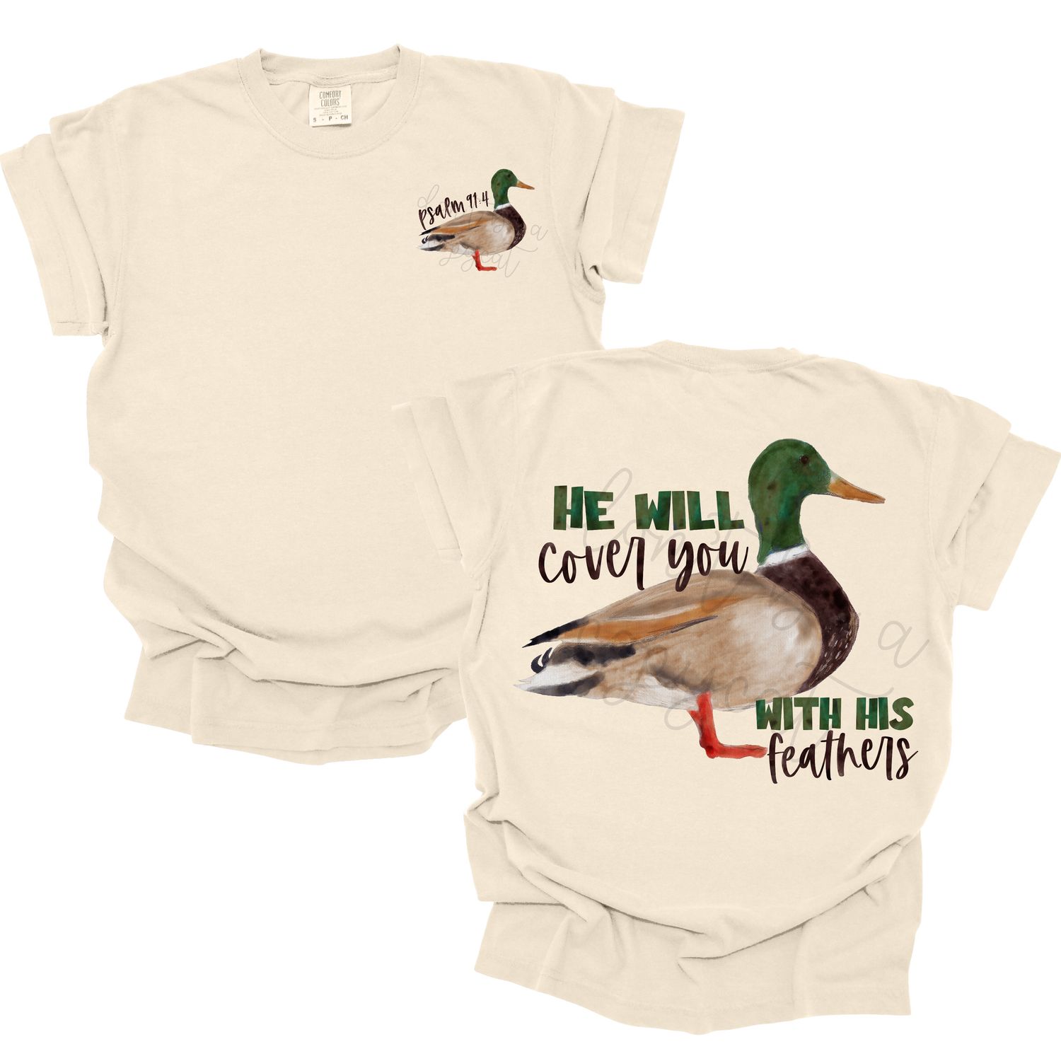 He Will Cover You With His Feathers Mallard Duck Bible Verse PNG | Religious Stone Design | He is Risen | Seasonal Design | Sublimation Design