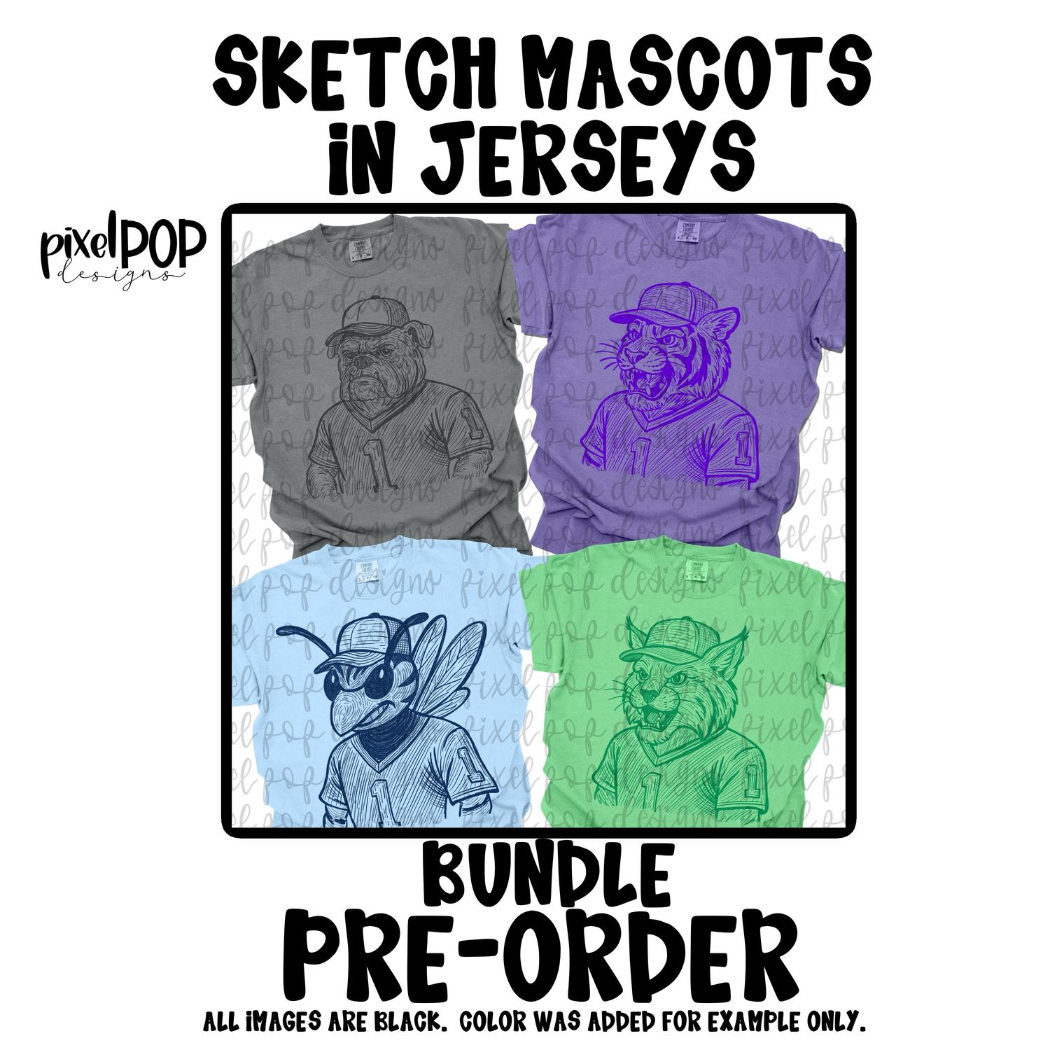 BUNDLE: Sketch Mascots in Jerseys **Receive all future additions FREE**