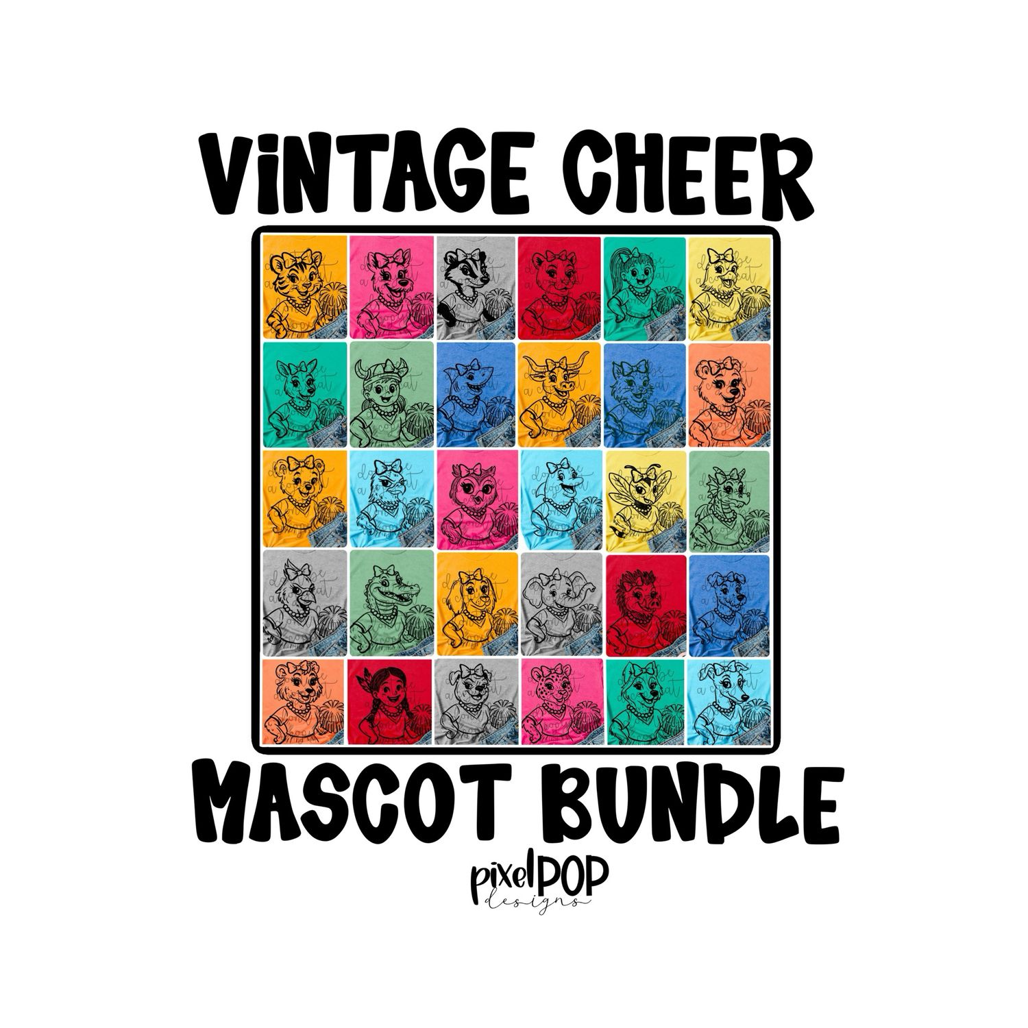 Girlie Vintage Cheer Mascots **Receive all future additions FREE**
