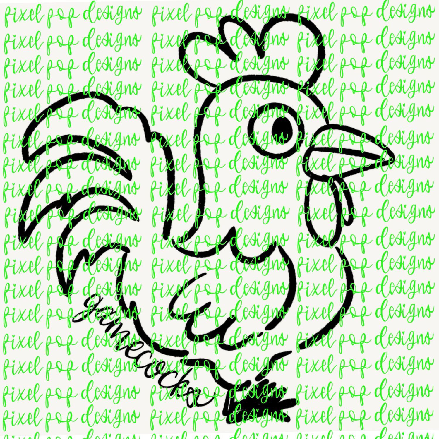 Gamecocks (rooster) Doodle Mascot Hand Lettered Style PNG