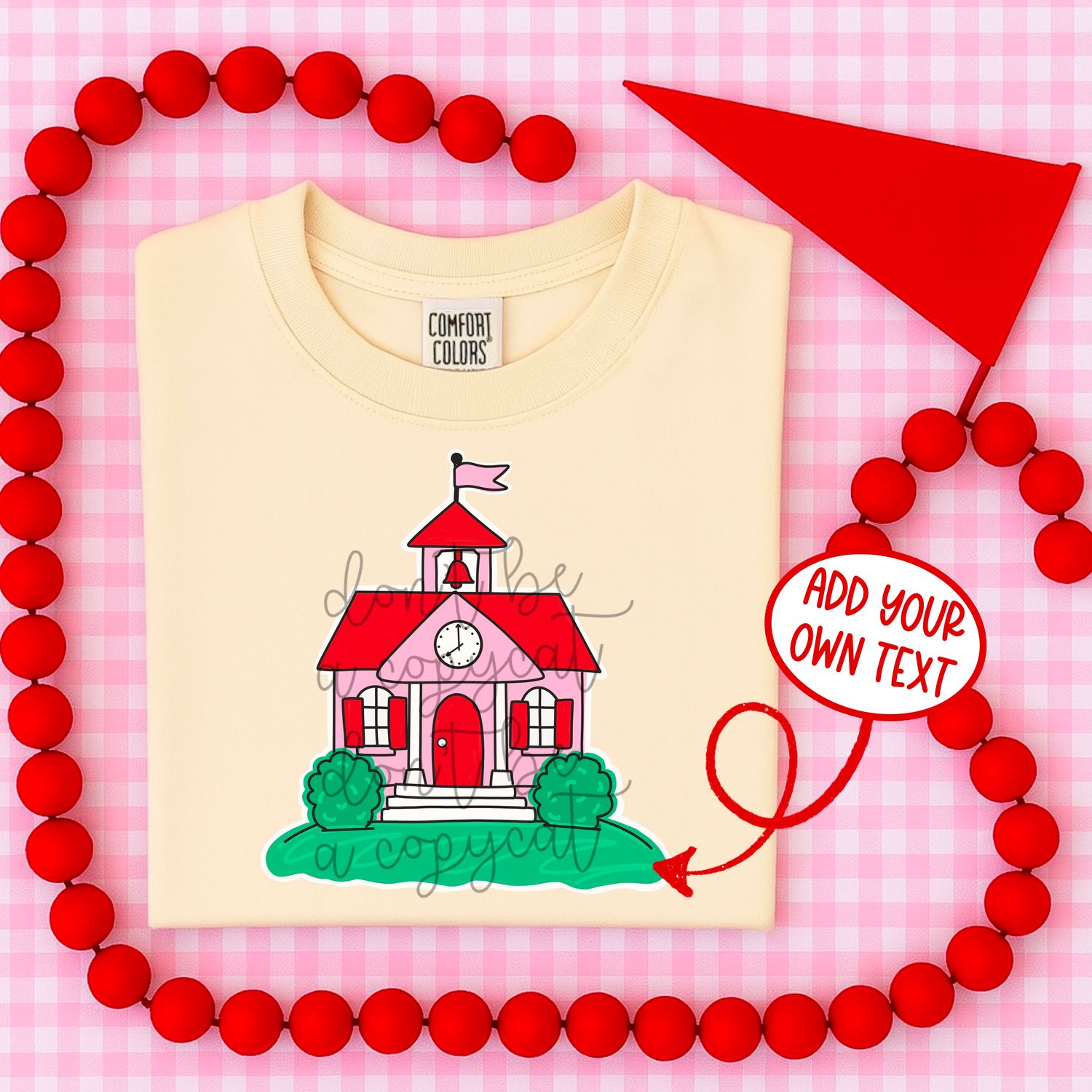 Preppy Simple Schoolhouse BLANK Pink PNG | School Design | Back to School | Teacher Design