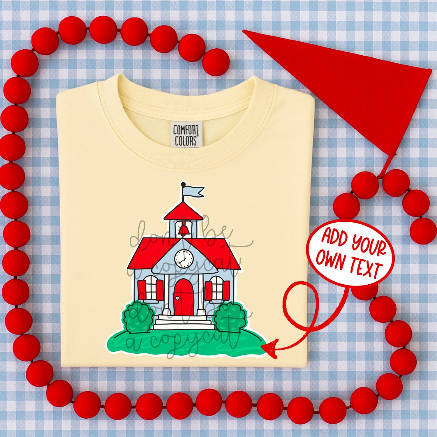 Preppy Simple Schoolhouse BLANK Blue PNG | School Design | Back to School | Teacher Design