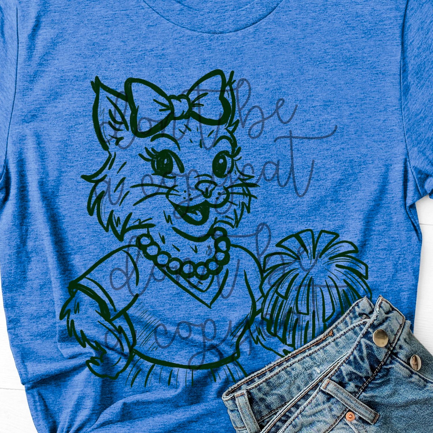 Vintage Cheer Bobcat Mascot Hand Drawn Style PNG