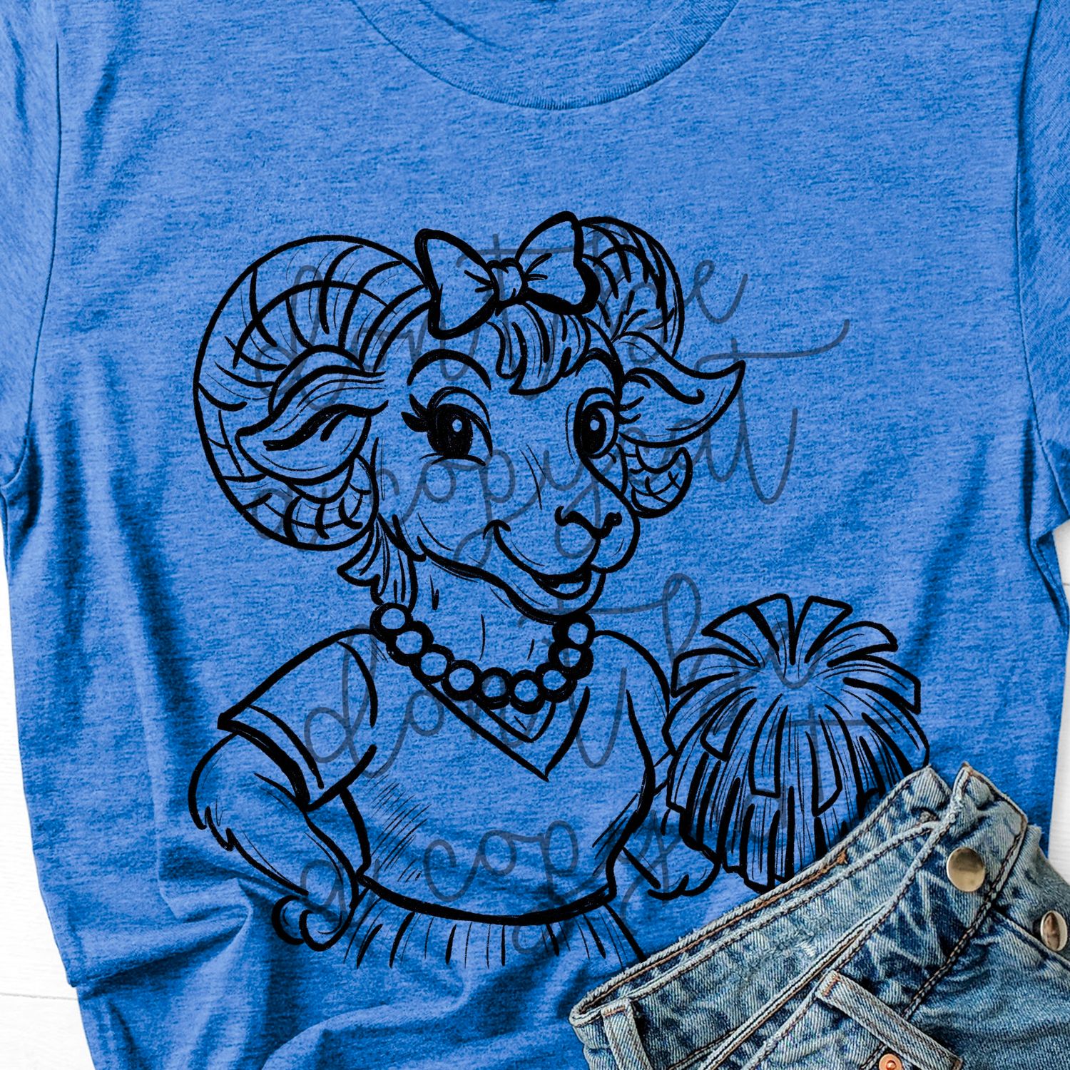 Vintage Cheer Ram Mascot Hand Drawn Style PNG