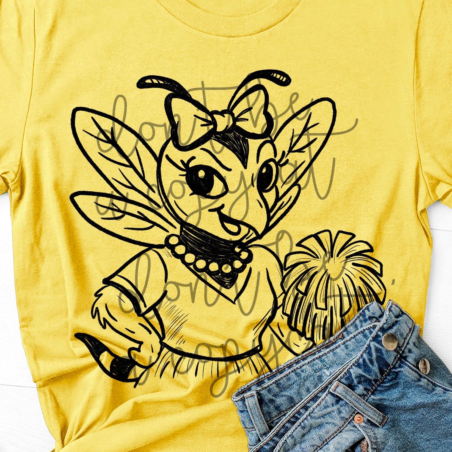 Vintage Cheer Jackets Yellowjackets Hornets Hand Drawn Spirit PNG