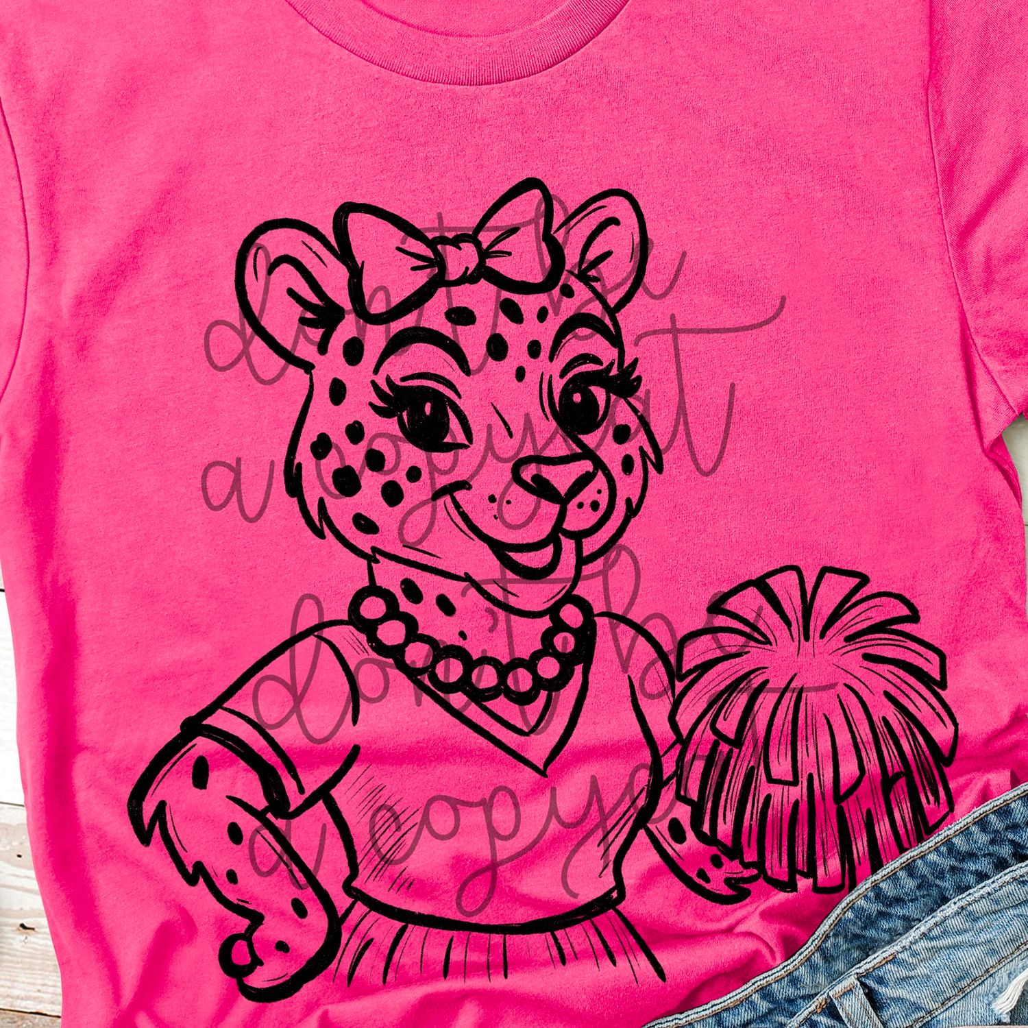 Vintage Cheer Jaguars Mascot Hand Drawn Style PNG