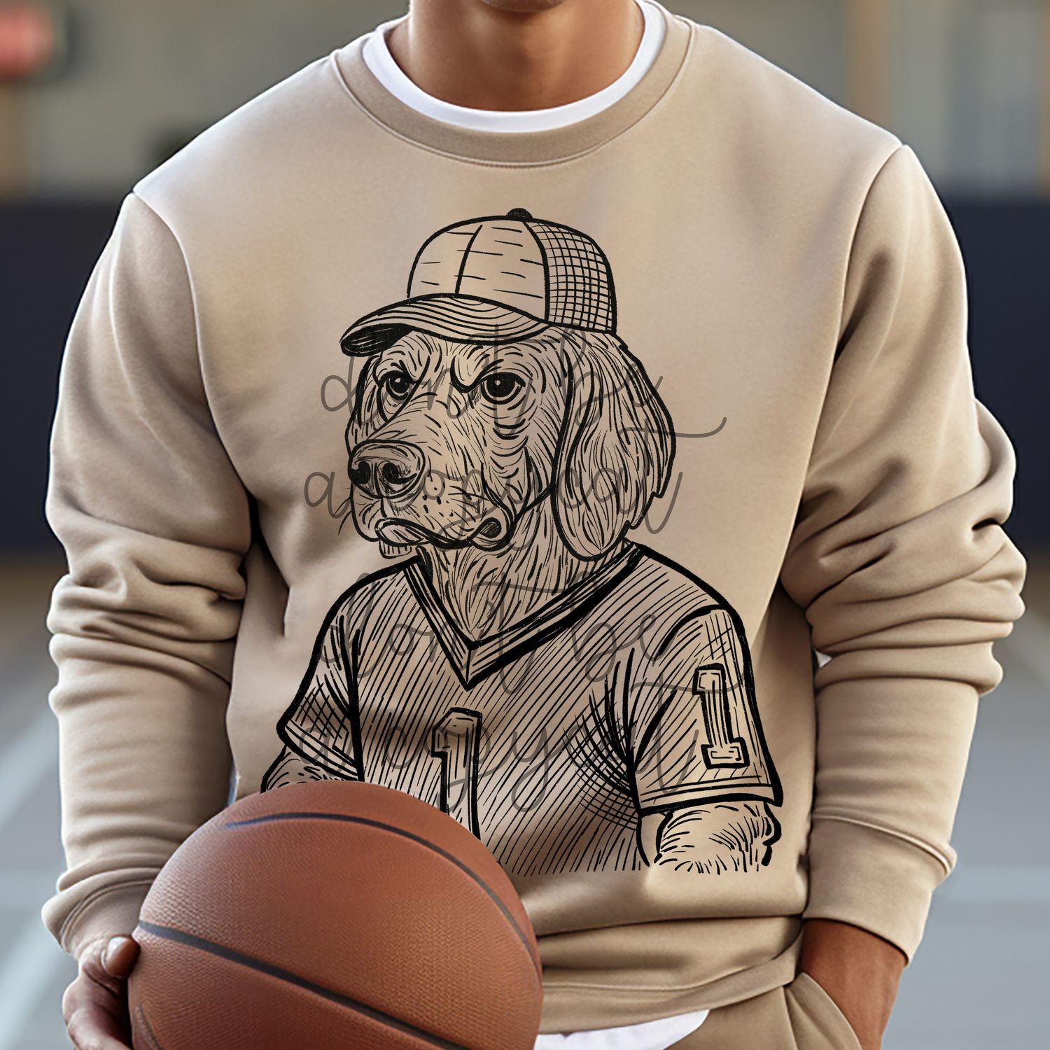 Jersey Sketch Mascots Hound Dog Hand Drawn Style PNG