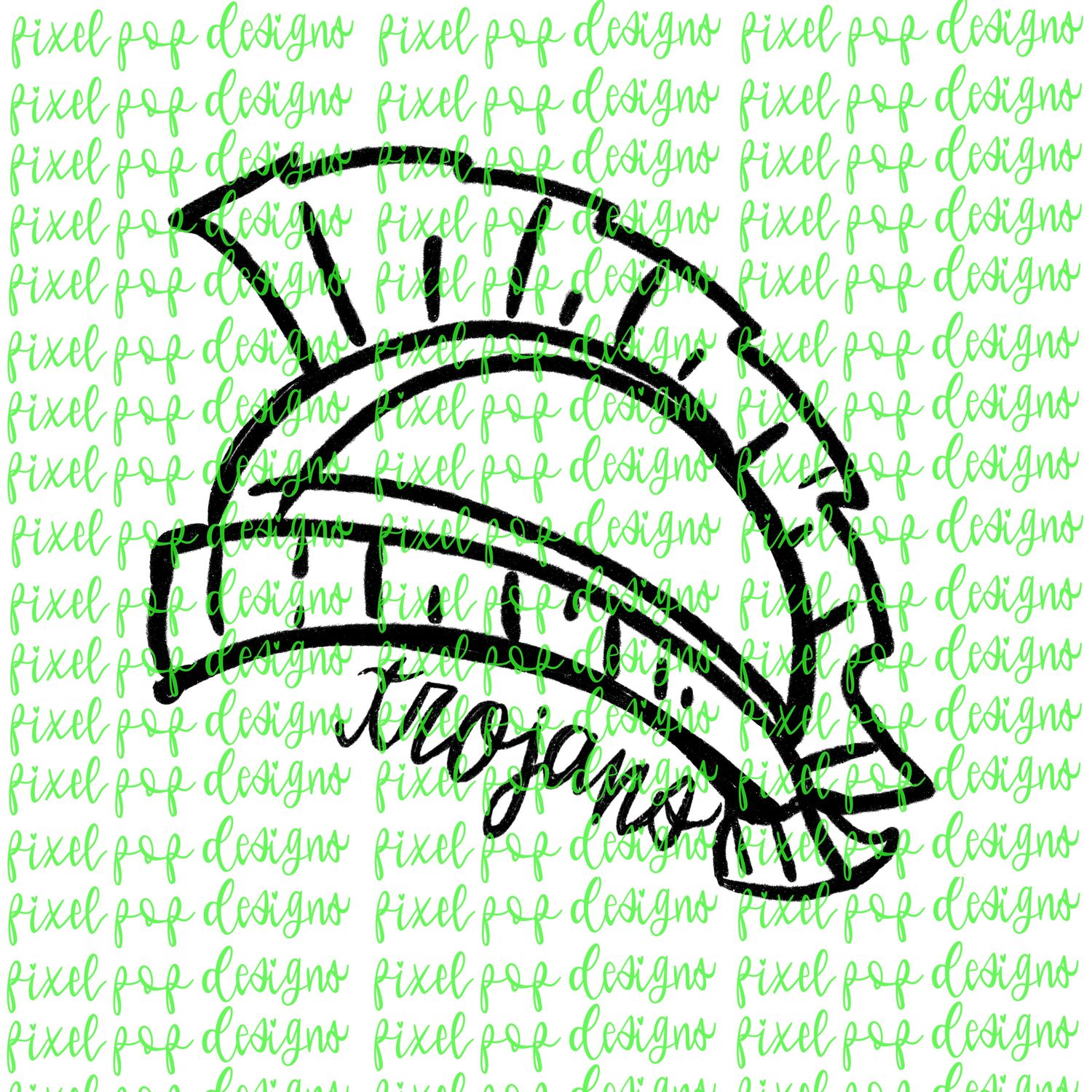 Trojans *Helmet Only* Doodle Mascot Hand Drawn Style PNG