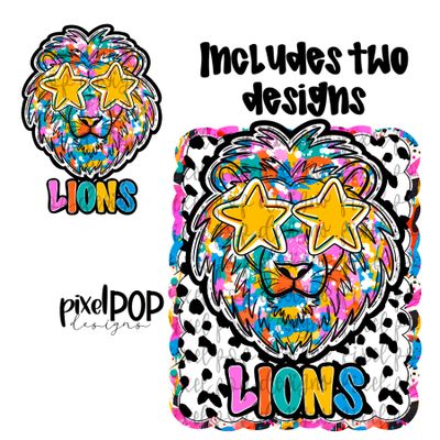 Graffiti Dotty Mascot Lions Lion Hand Drawn PNG Design - You receive 2 separate PNG files