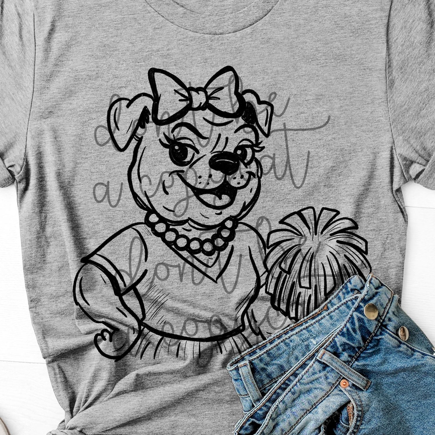 Vintage Cheer Bulldog Bulldogs Hand Drawn Spirit PNG
