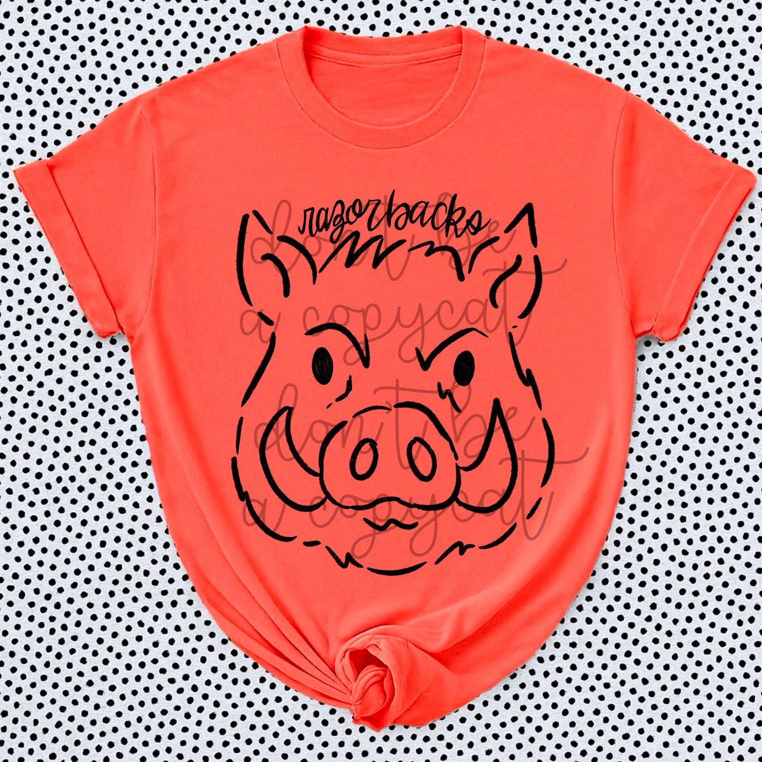 Razorback Razorbacks Doodle Mascot Hand Lettered Style PNG