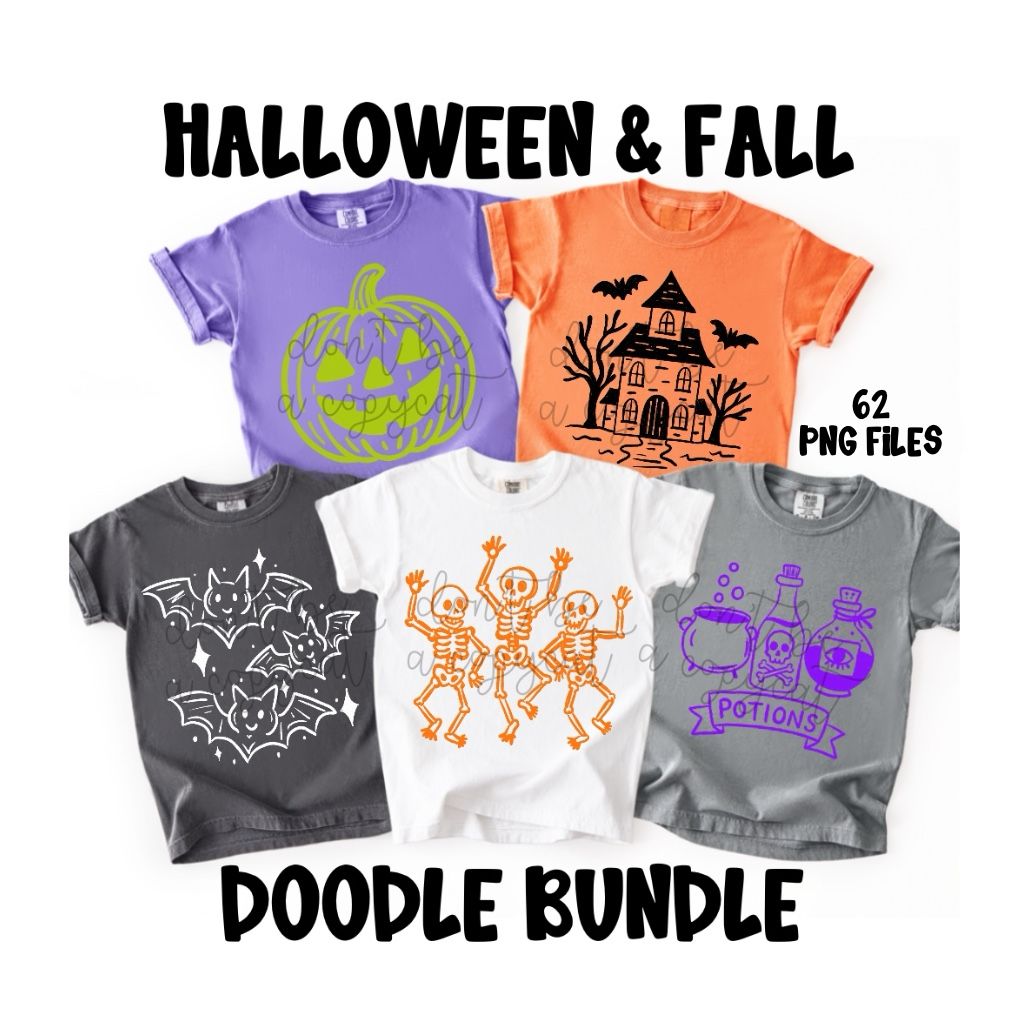 BUNDLE: Halloween and Fall Doodles (62 PNG Files)
