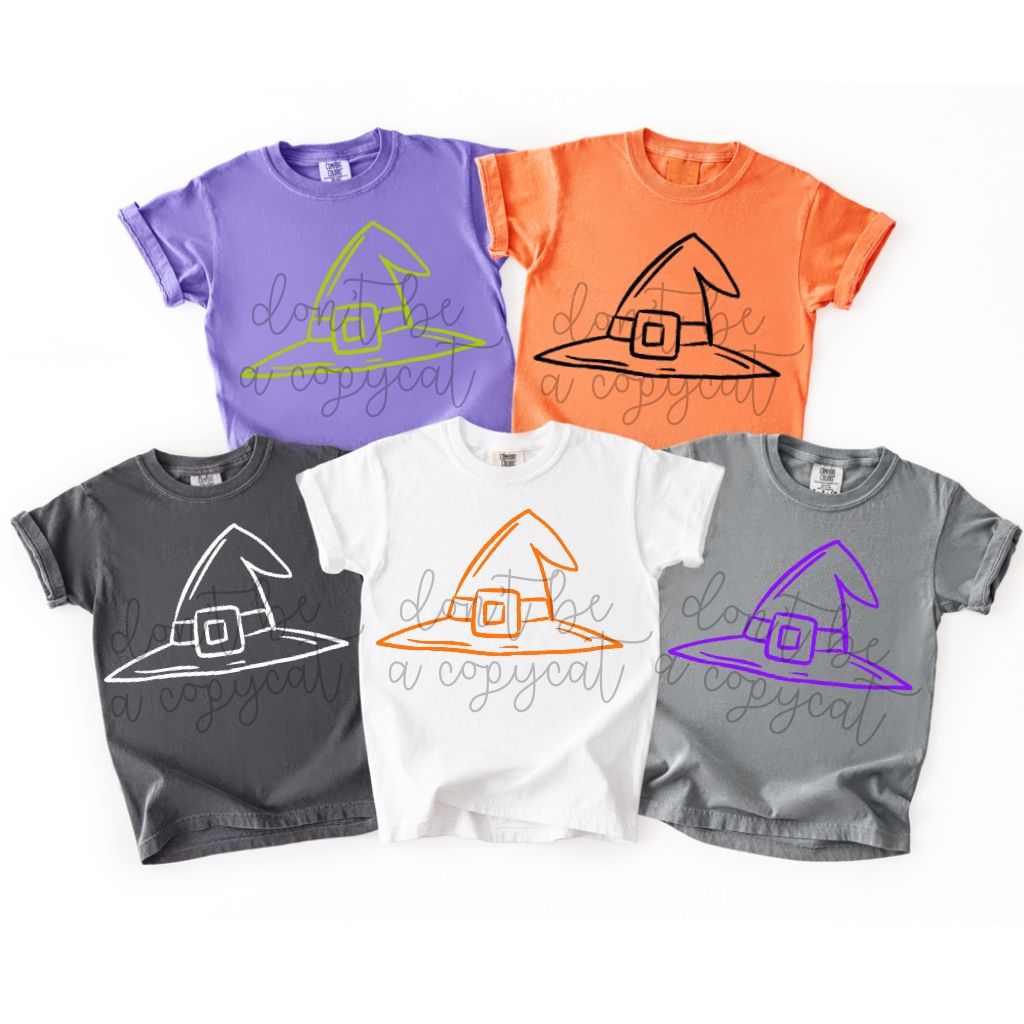 Halloween Doodles Witch Hat PNG Design in 5 Colors Bat Ghost Spooky Halloween Design Pumpkin Witch Design Halloween Pumpkin DTF Sublimation