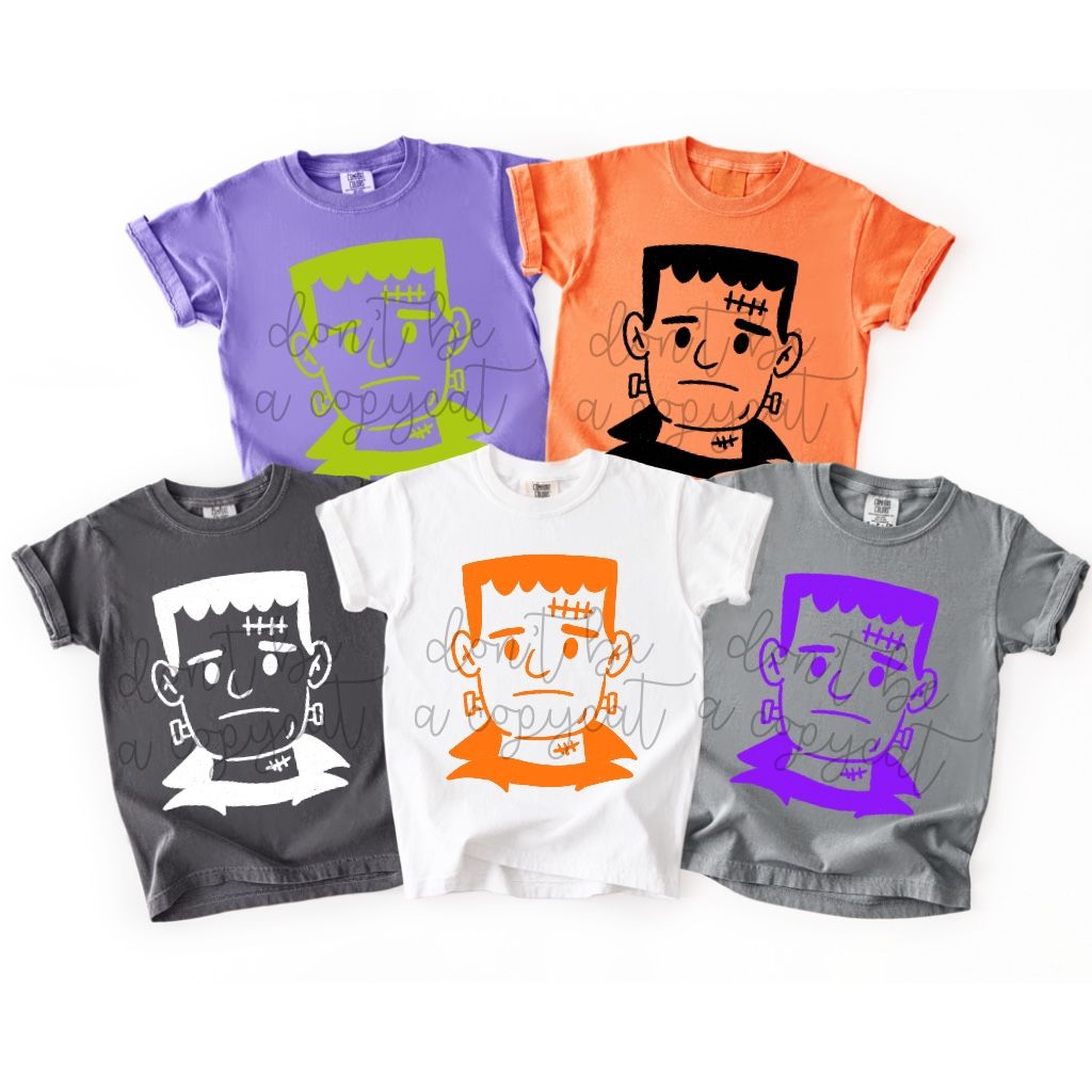 Halloween Doodles Frankenstein PNG Design in 5 Colors Bat Ghost Spooky Halloween Design Pumpkin Witch Design Halloween Pumpkin DTF Sublimation