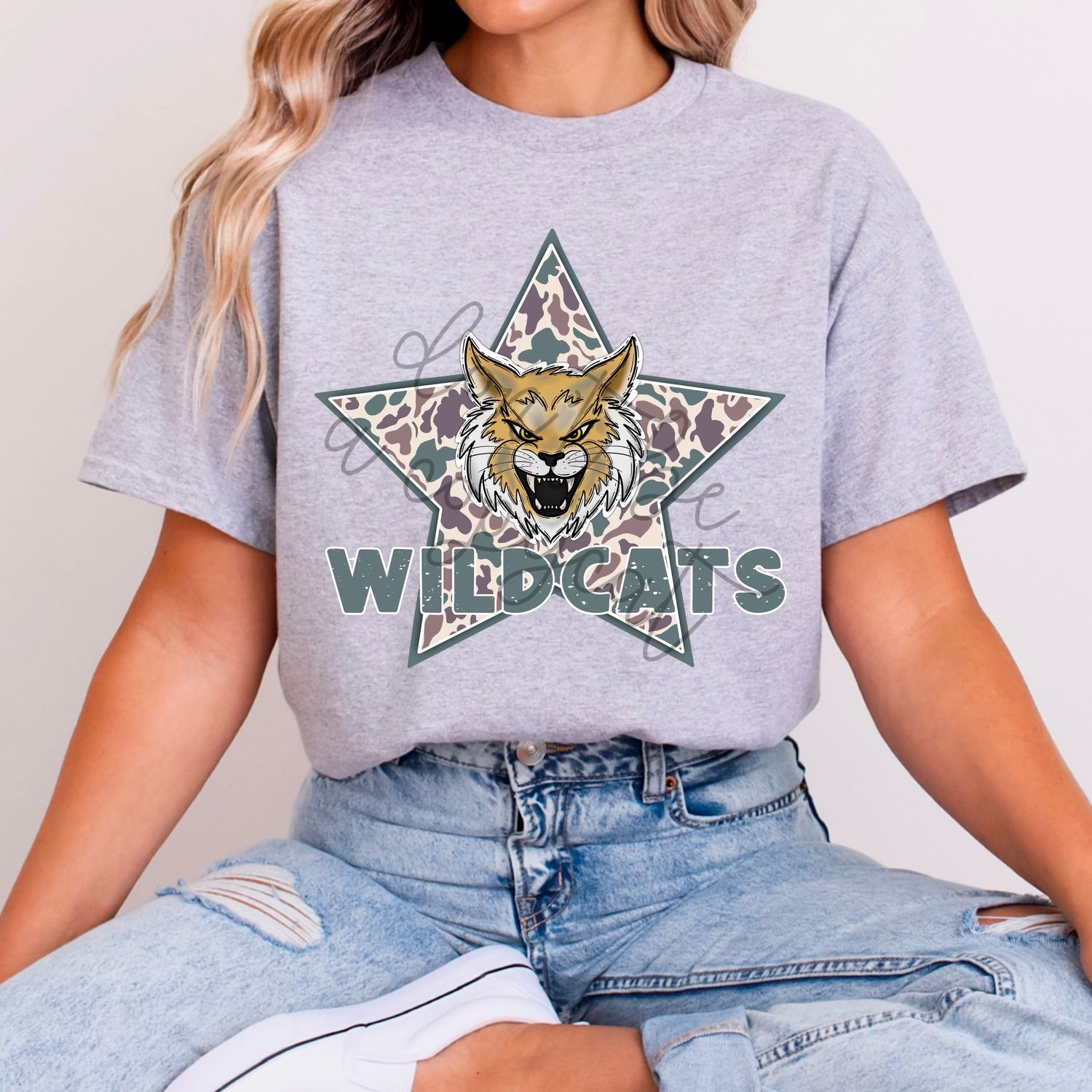 Camouflage Star Wildcats Wildcat Mascot PNG | Boys School Spirit Design | Mascot Art