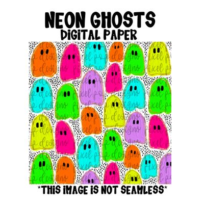 Neon Ghosts with Realistic Painting and Gold Glitter Digital Paper NOT Seamless PNG Flower Digital Paper Floral Art Hand Painted Digital Download Digital Scrapbooking