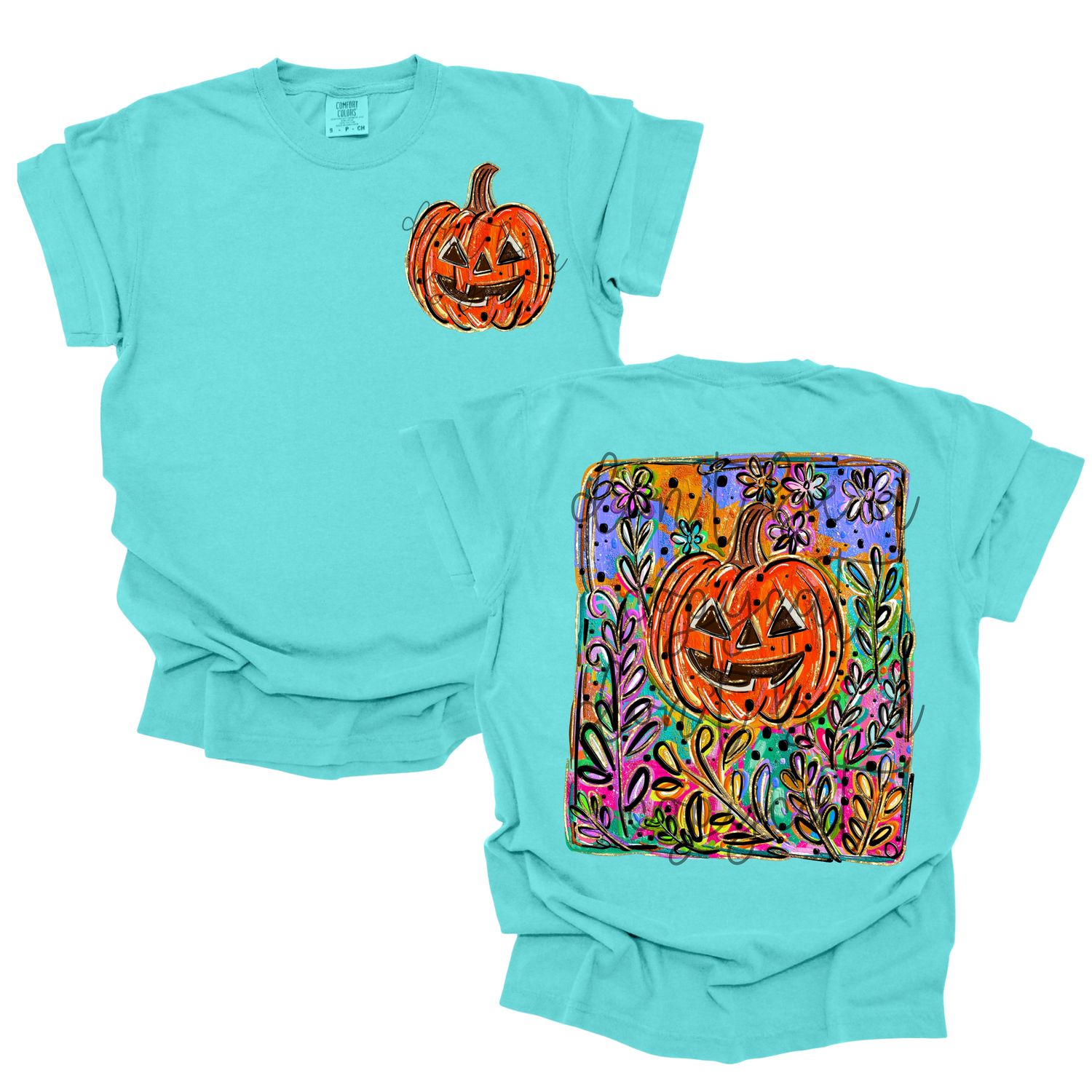 Textured Paint Jewel Tone Pumpkin Jack-o-lantern Spooky Halloween Design Pumpkin Witch Design Halloween Pumpkin DTF Sublimation