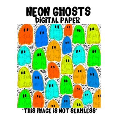 Neon Ghosts BOY COLORS with Realistic Painting and Gold Glitter Digital Paper NOT Seamless PNG Flower Digital Paper Floral Art Hand Painted Digital Download Digital Scrapbooking