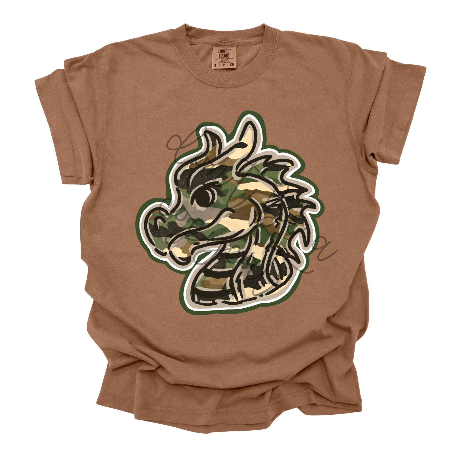 Camouflage Doodle Mascots Dragon School Spirit Design PNG School Mascot Camo Dragons Digital Design Printable Digital Mascot Design
