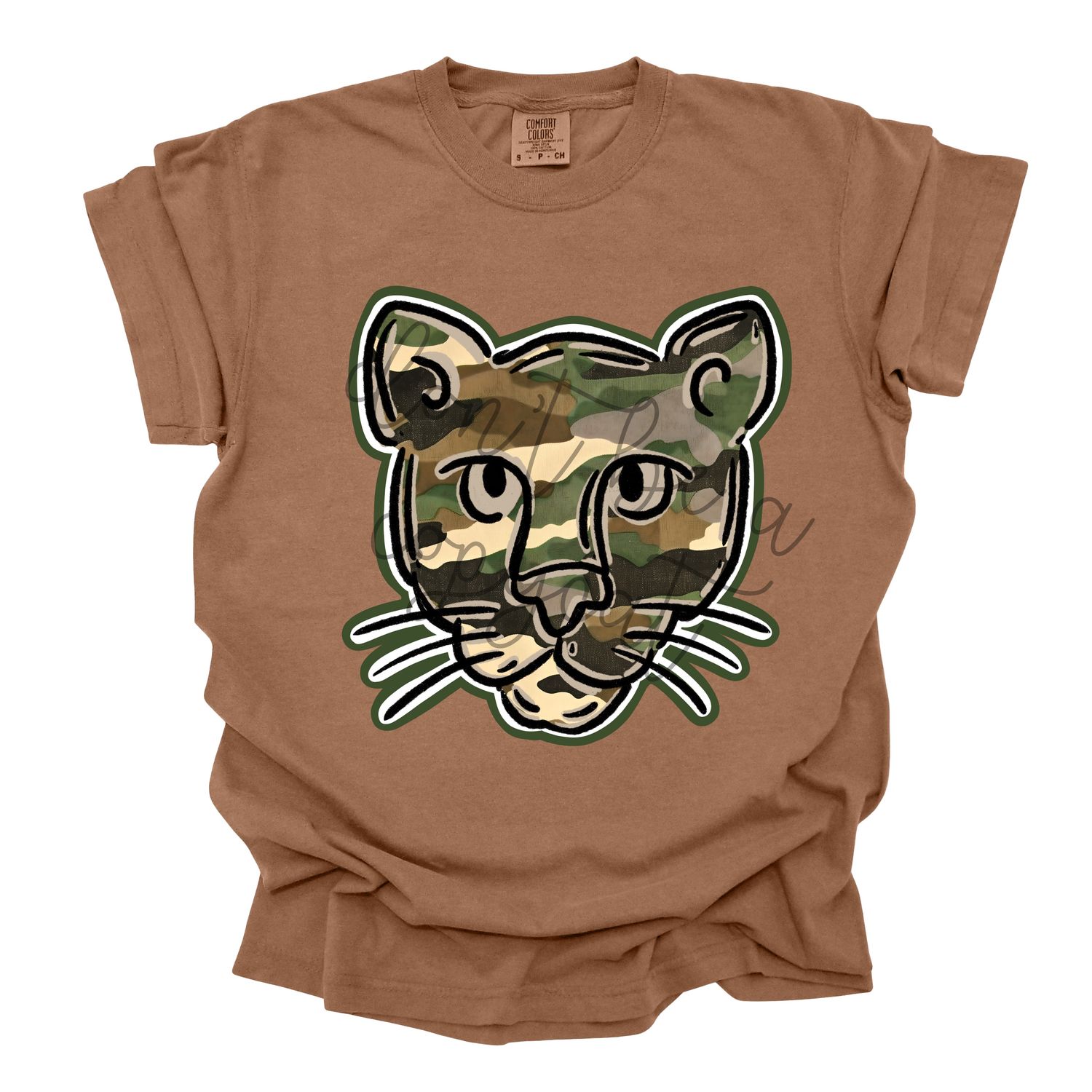 Camouflage Doodle Mascots Panther Cougar School Spirit Design PNG School Mascot Camo Panthers Cougars Digital Design Printable Digital Mascot Design