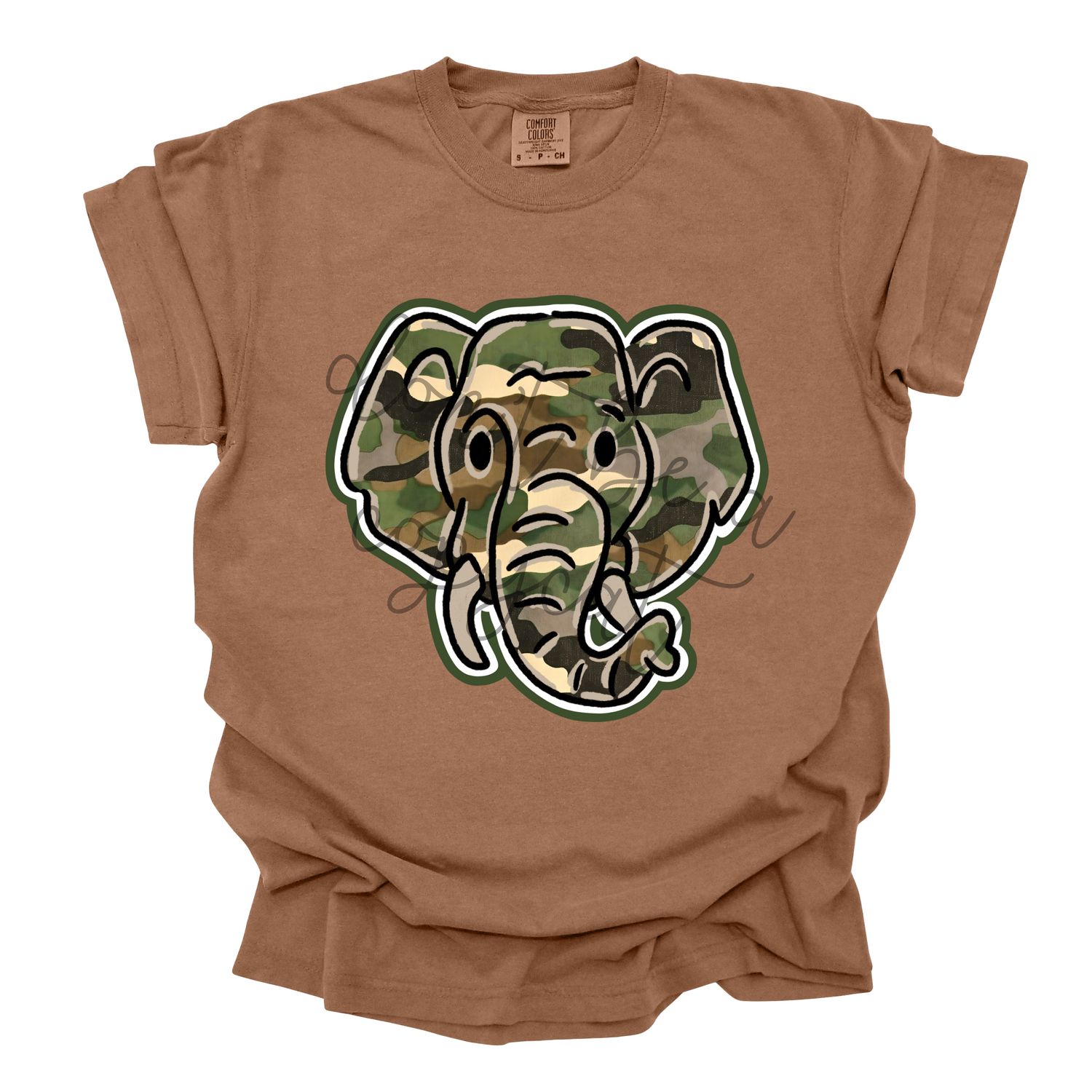 Camouflage Doodle Mascots Elephant School Spirit Design PNG School Mascot Camo Digital Design Printable Digital Mascot Design