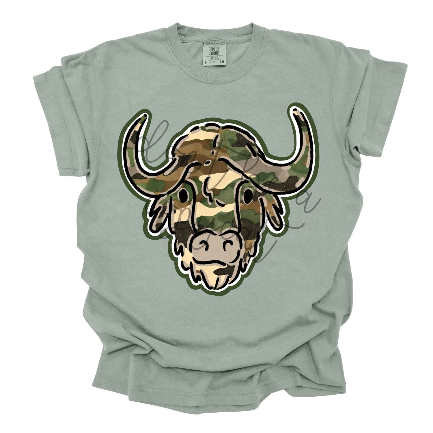 Camouflage Doodle Mascots Buffalo School Spirit Design PNG School Mascot Camo Buffaloes Digital Design Printable Digital Mascot Design