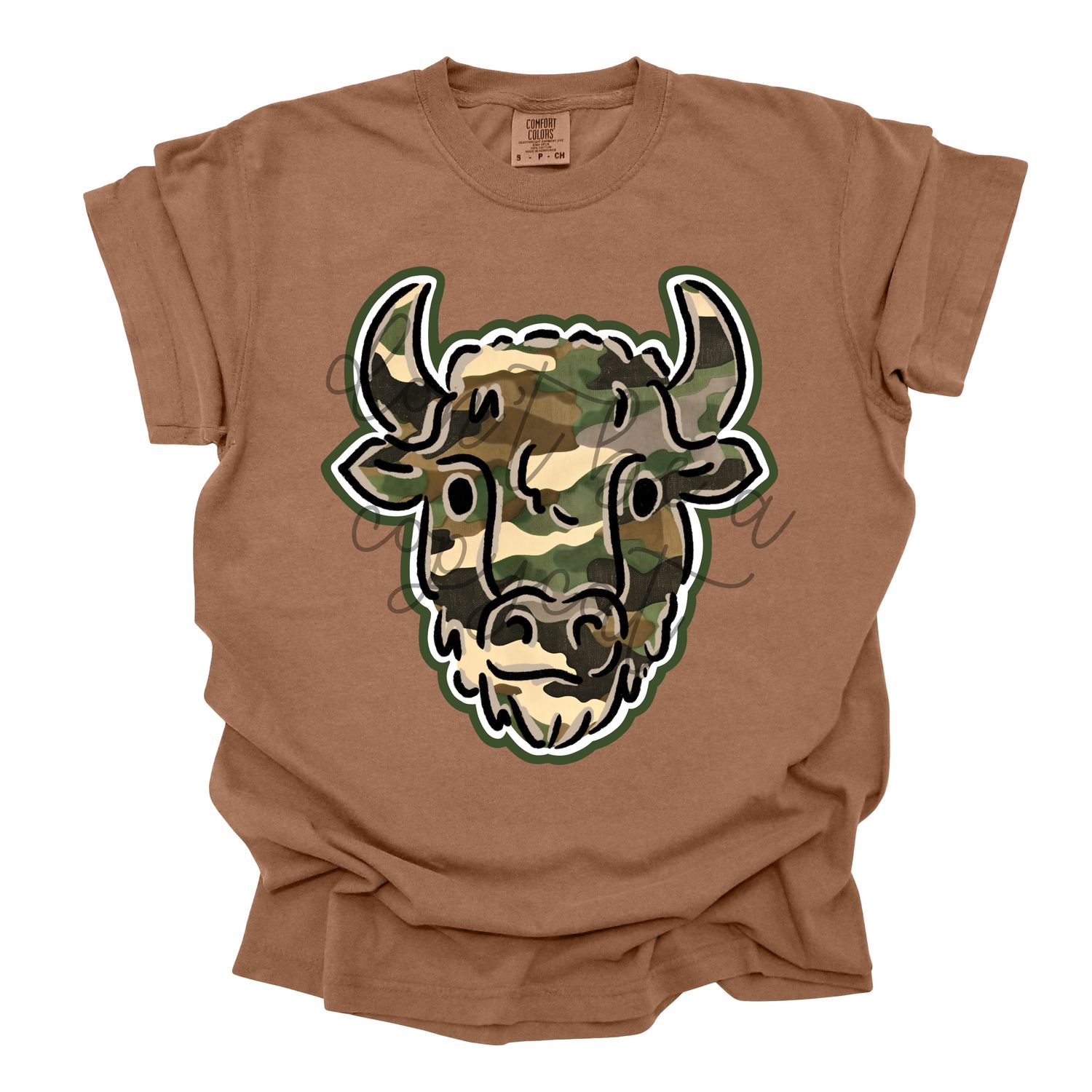 Camouflage Doodle Mascots Bison School Spirit Design PNG School Mascot Camo Buffalo Digital Design Printable Digital Mascot Design