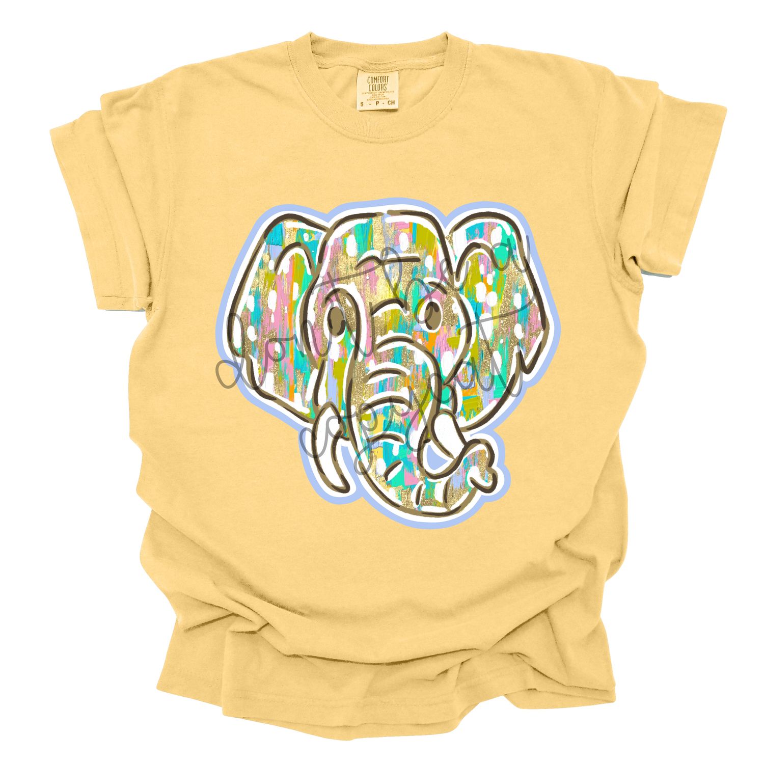 Pastel Paint Doodle Mascots Elephant School Spirit Design PNG School Mascot Camo Digital Design Printable Digital Mascot Design