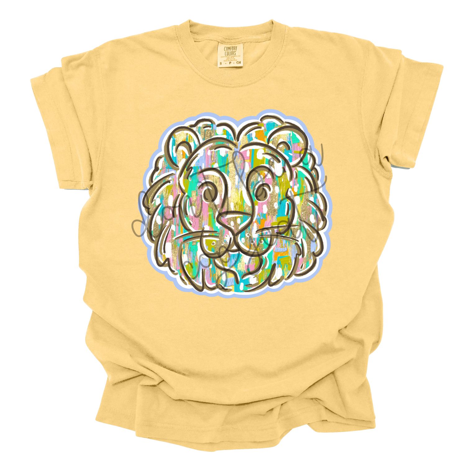 Pastel Paint Doodle Mascots Lion School Spirit Design PNG School Mascot Camo Lions Digital Design Printable Digital Mascot Design