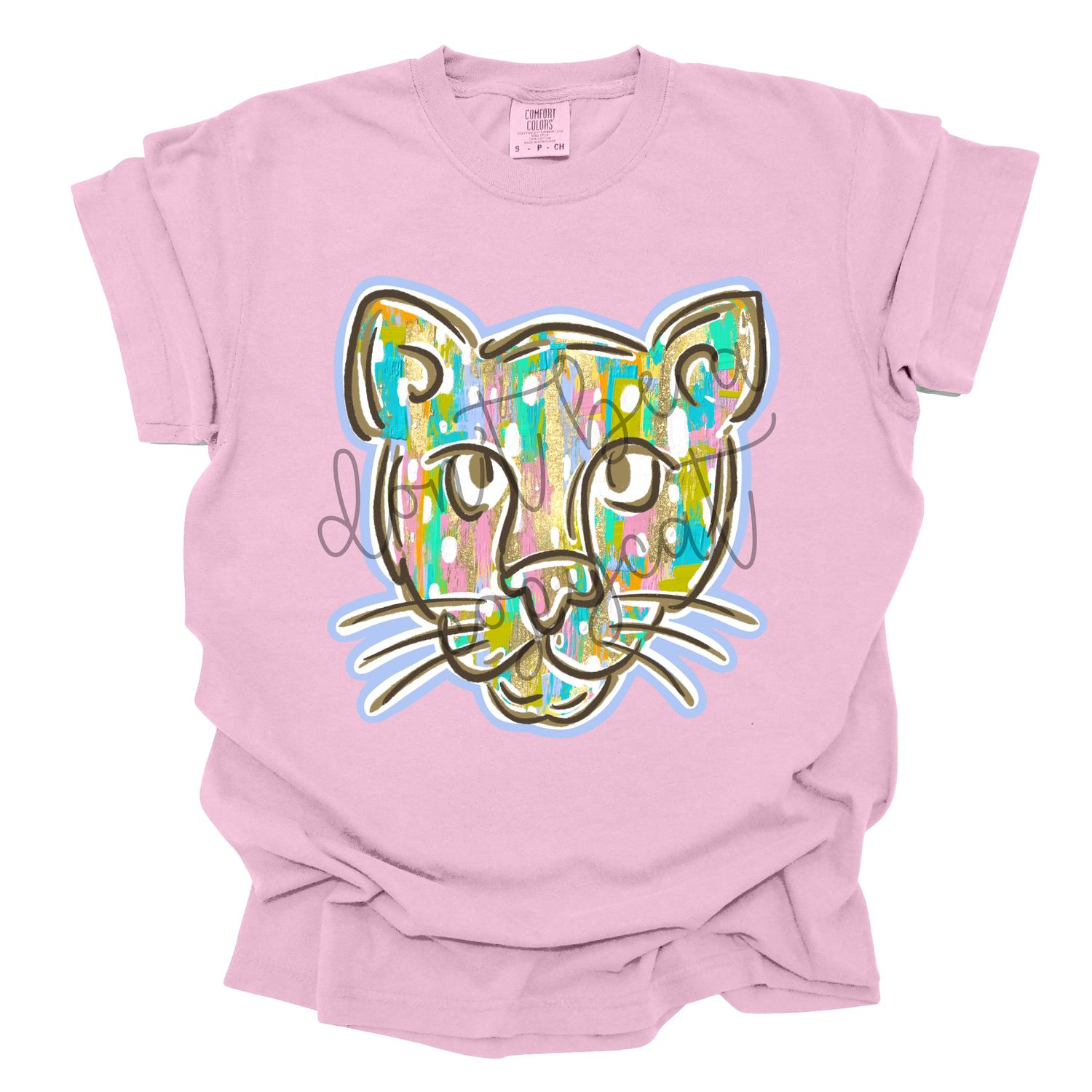 Pastel Paint Doodle Mascots Panther Cougar School Spirit Design PNG School Mascot Camo Panthers Cougars Digital Design Printable Digital Mascot Design