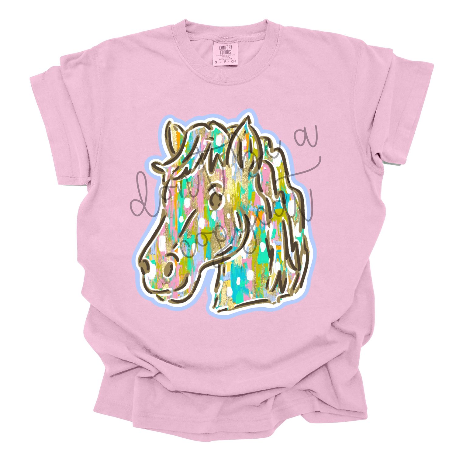Pastel Paint Doodle Mascots Horse School Spirit Design PNG School Mascot Camo Mustang Maverick Colt Digital Design Printable Digital Mascot Design