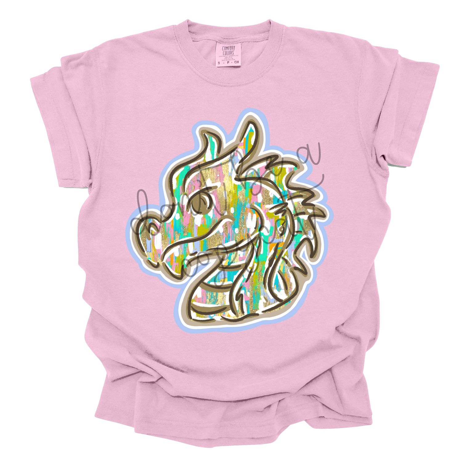 Pastel Paint Doodle Mascots Dragon School Spirit Design PNG School Mascot Camo Dragons Digital Design Printable Digital Mascot Design