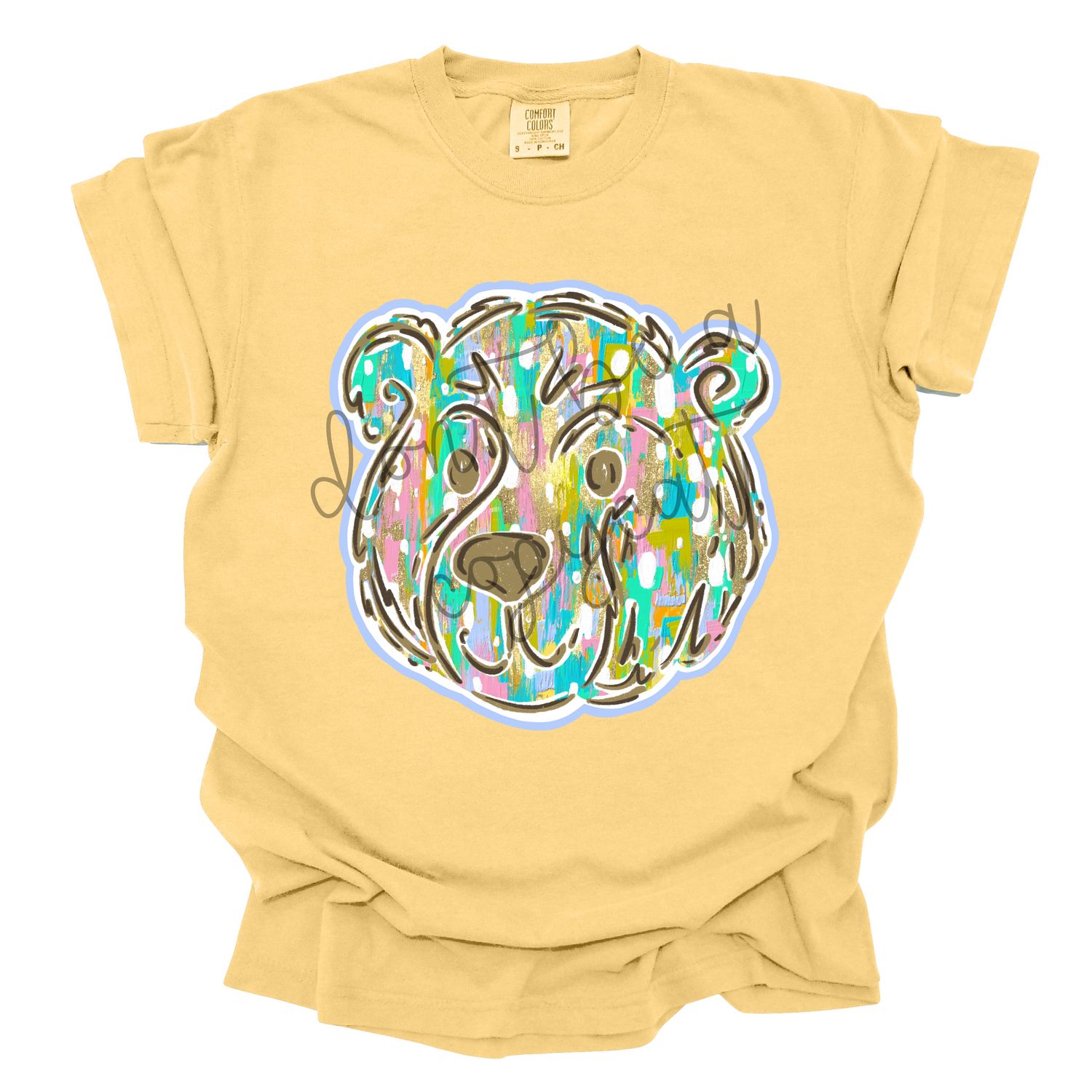 Pastel Paint Doodle Mascots Bear School Spirit Design PNG School Mascot Camo Bears Digital Design Printable Digital Mascot Design