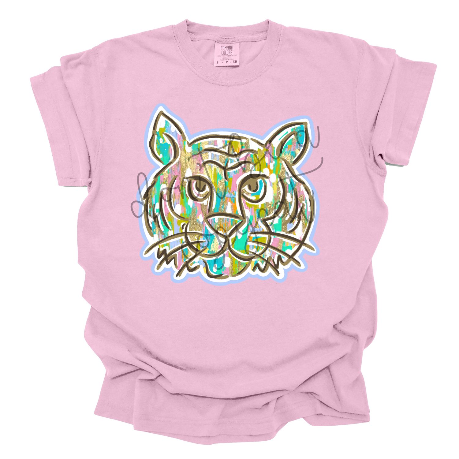 Pastel Paint Doodle Mascots Tiger School Spirit Design PNG School Mascot Camo Tigers Digital Design Printable Digital Mascot Design