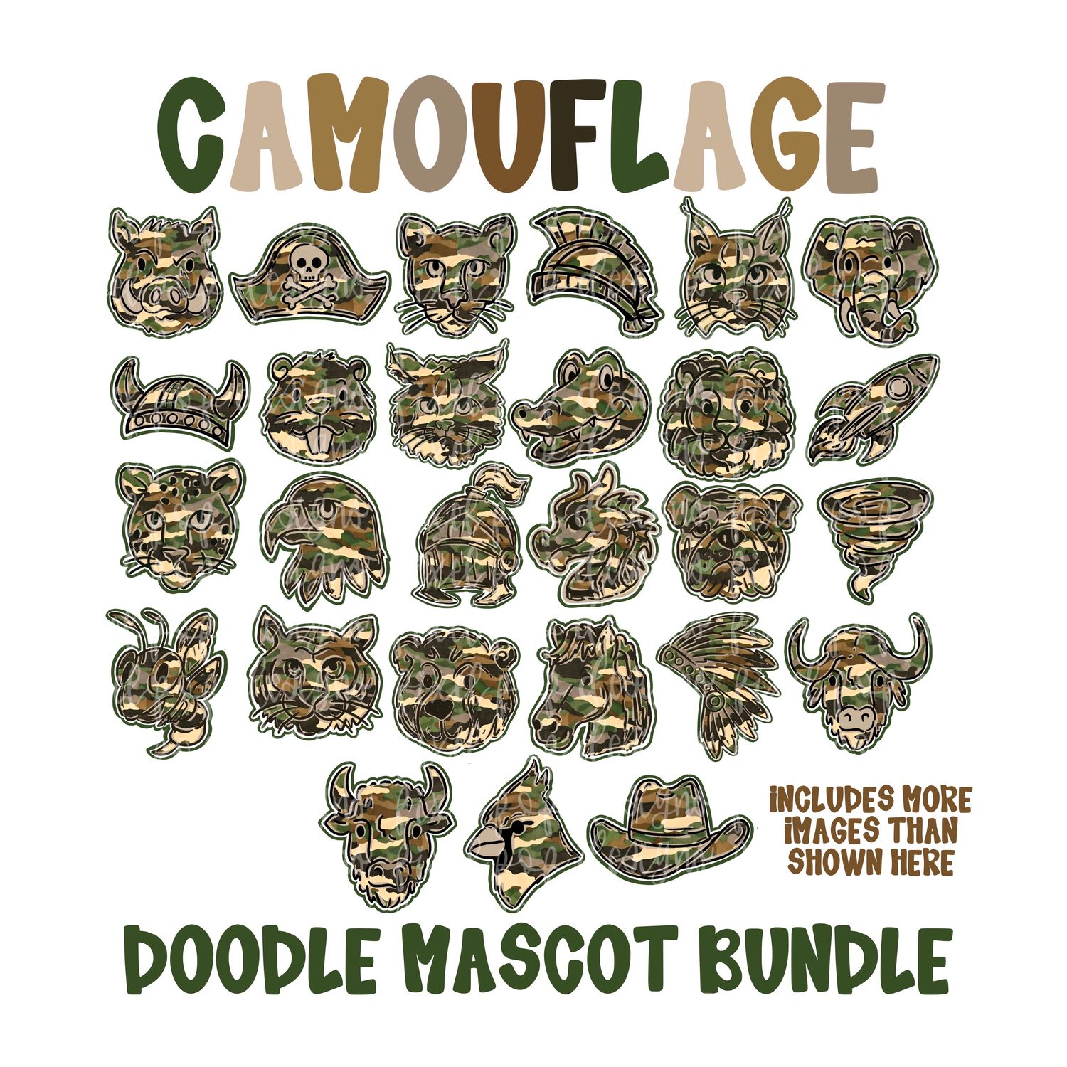 BUNDLE: Camouflage Doodle Mascots