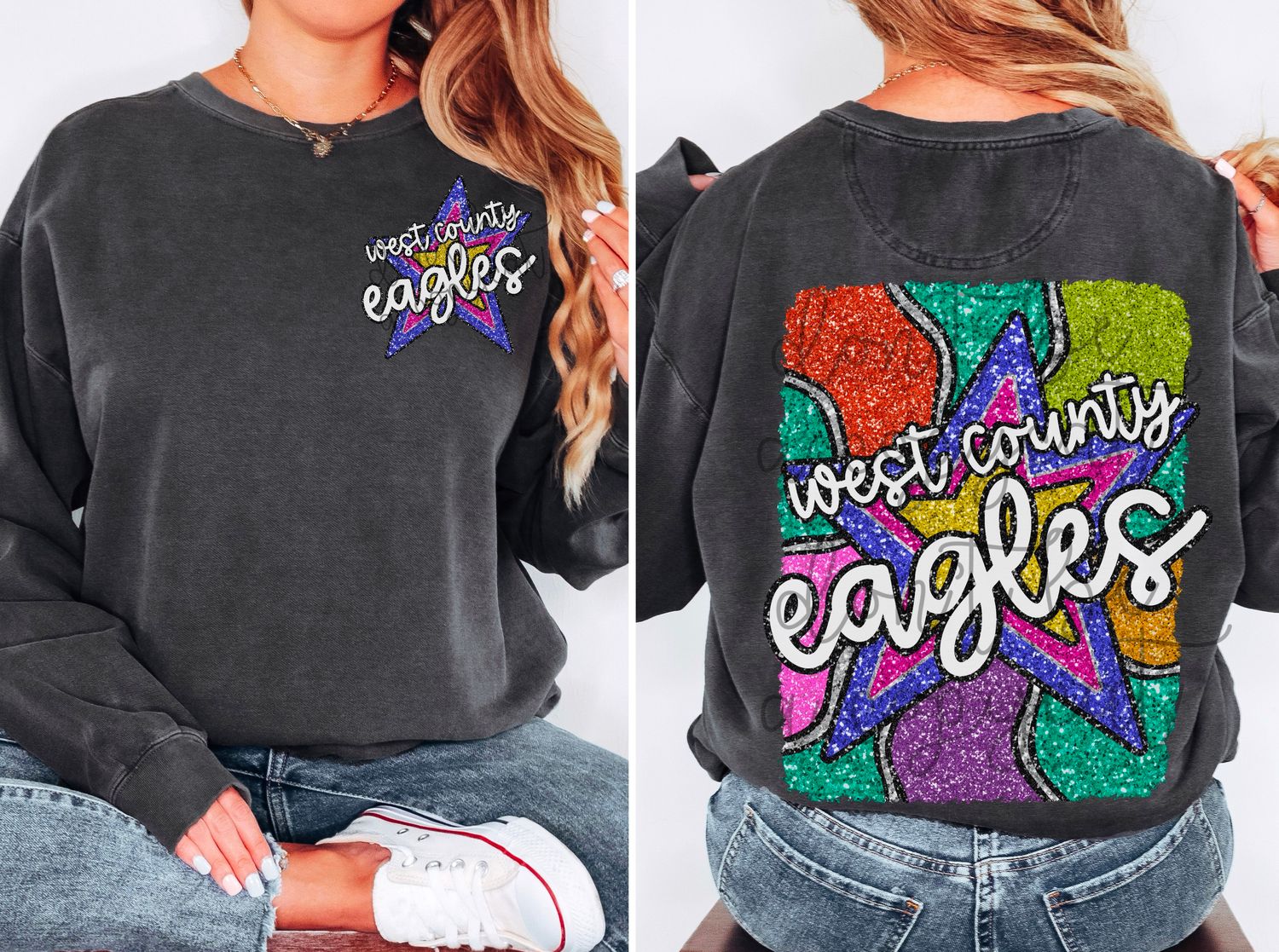 CUSTOM: Faux Glitter Star Mascot with Pocket Image