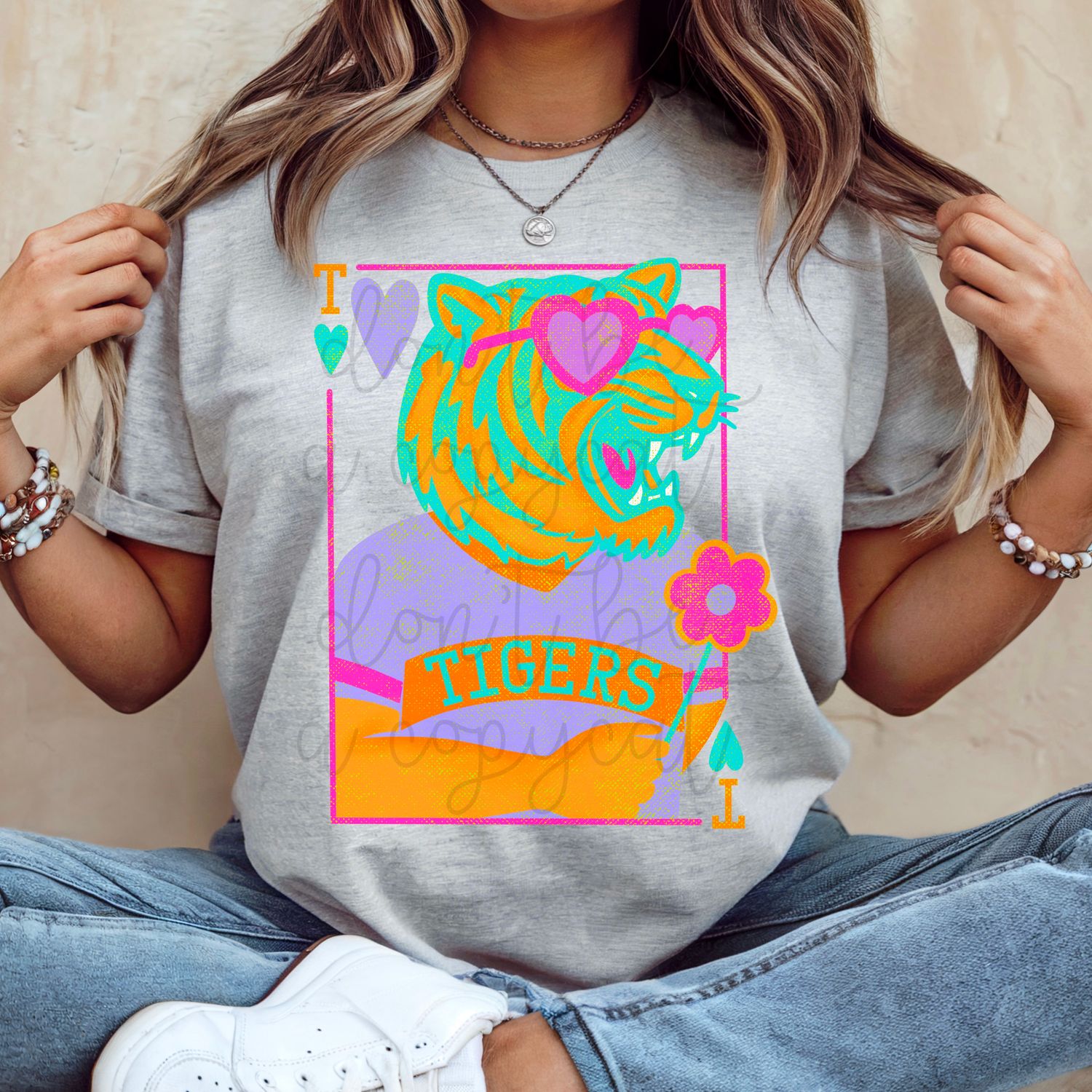 Girlie Mascot Playing Cards Tigers Design PNG School Mascot Tiger Digital Design Printable Digital Mascot Design