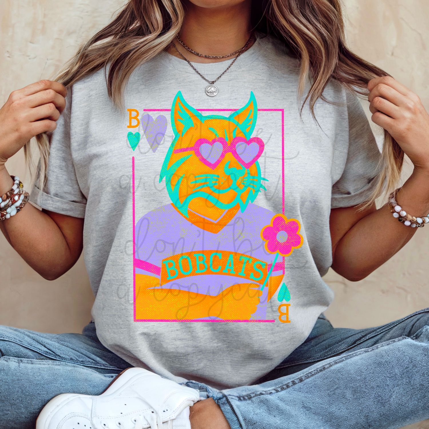 Girlie Mascot Playing Cards Bobcats Design PNG School Mascot Bobcat Digital Design Printable Digital Mascot Design