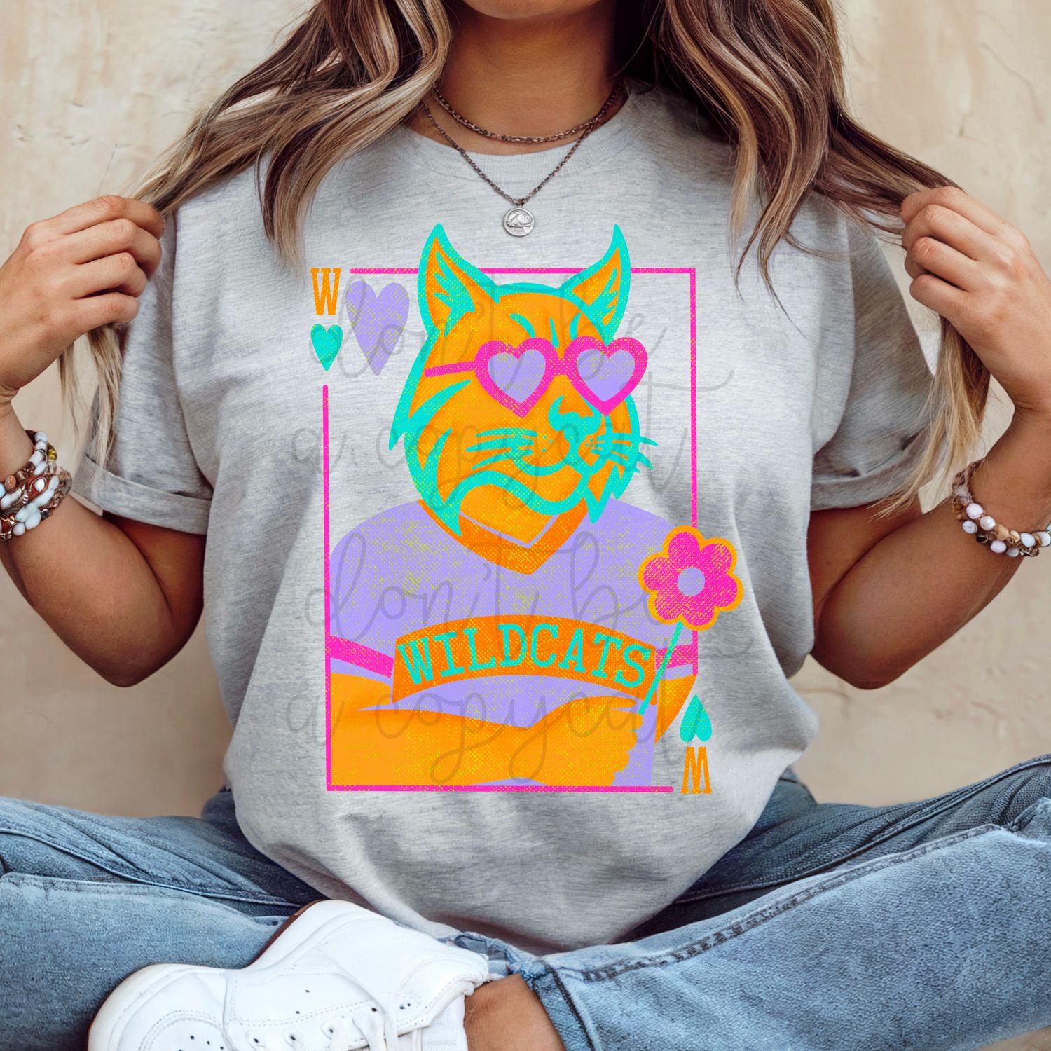Girlie Mascot Playing Cards Wildcats Design PNG School Mascot Wildcat Digital Design Printable Digital Mascot Design
