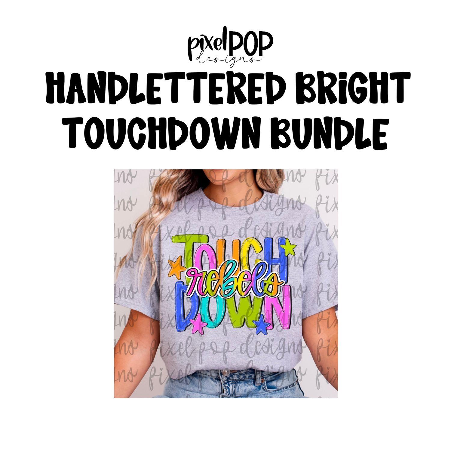 BUNDLE: Handlettered Touchdown Mascots BRIGHT (Receive All Future Additions Free)